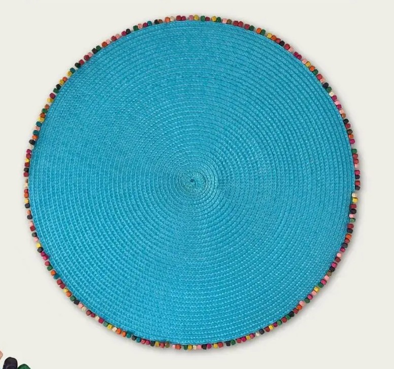 Arca Placemat Bordato Turquoise 38cm