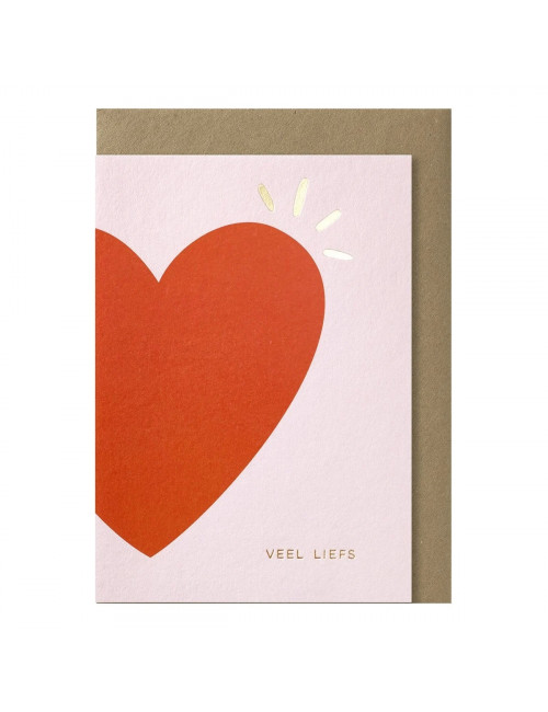 Wenskaart Groot Hart Rood Roze