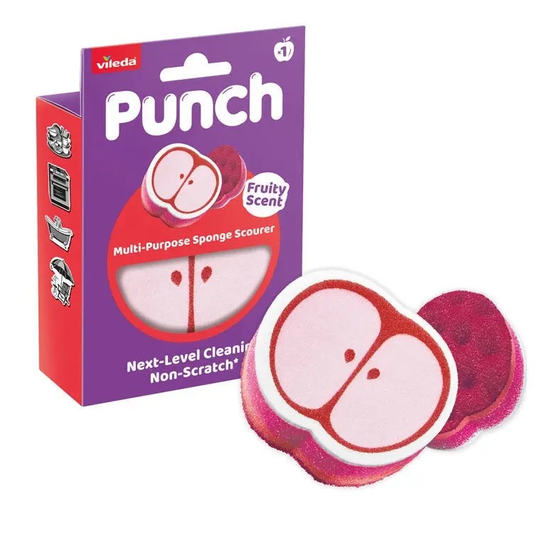 Vileda Schuursponsje Punch Apple Multifunctioneel - 3-laags - Alle Keukenoppervlakken - met Geur