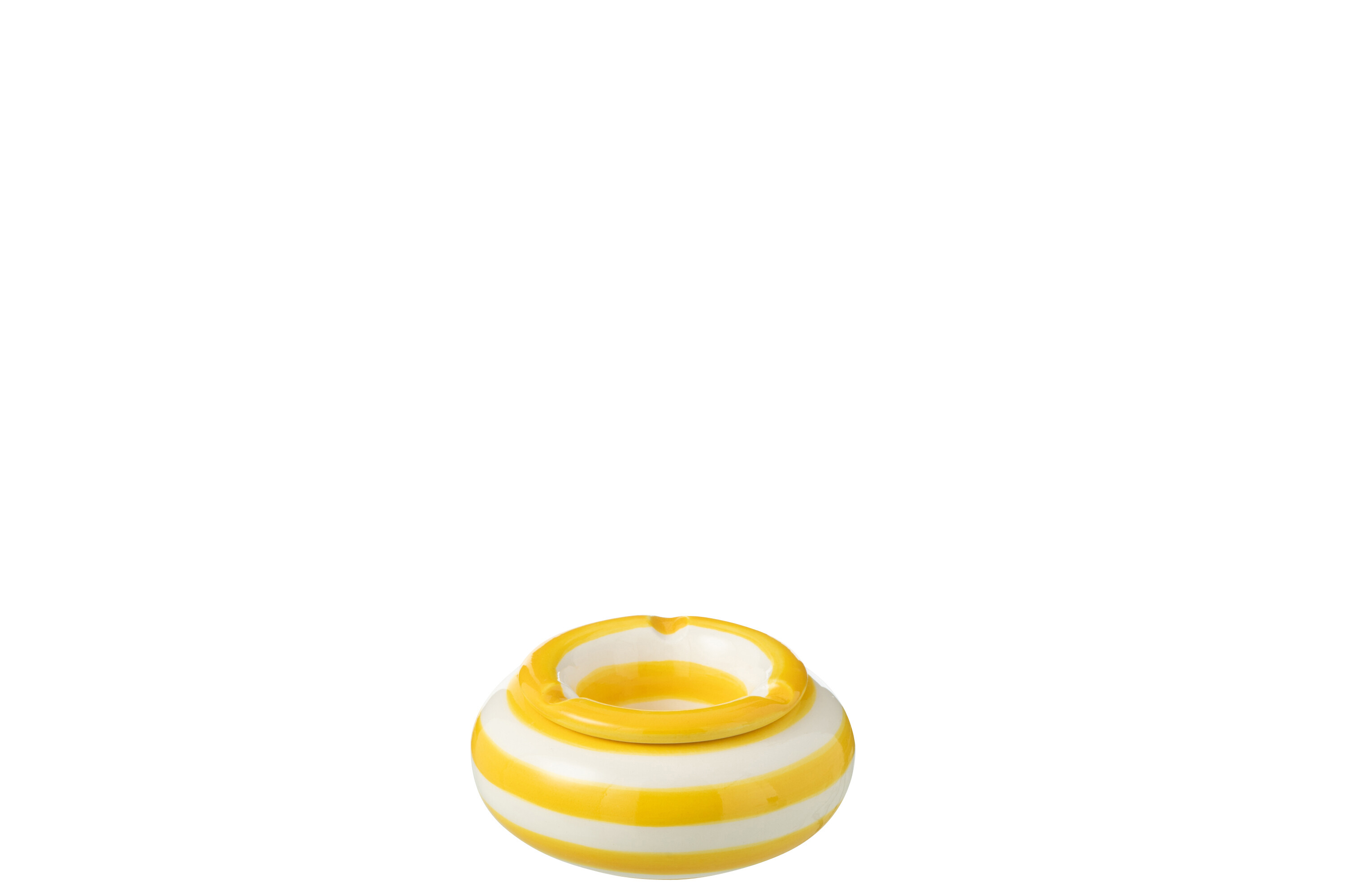 J-Line Asbak Grana Geel/Wit 11x5 cm - Keramiek