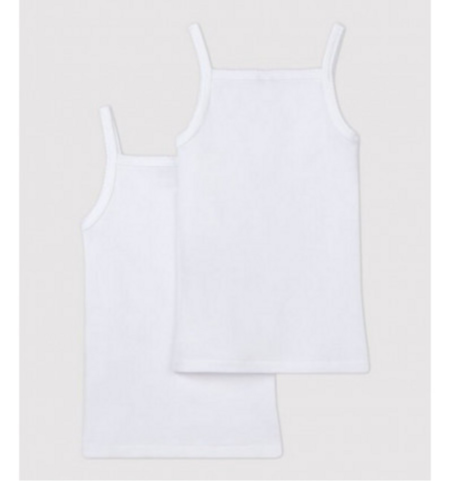 Petit Bateau Hemd Bretel Meisje 2 stuks Wit 8 jaar