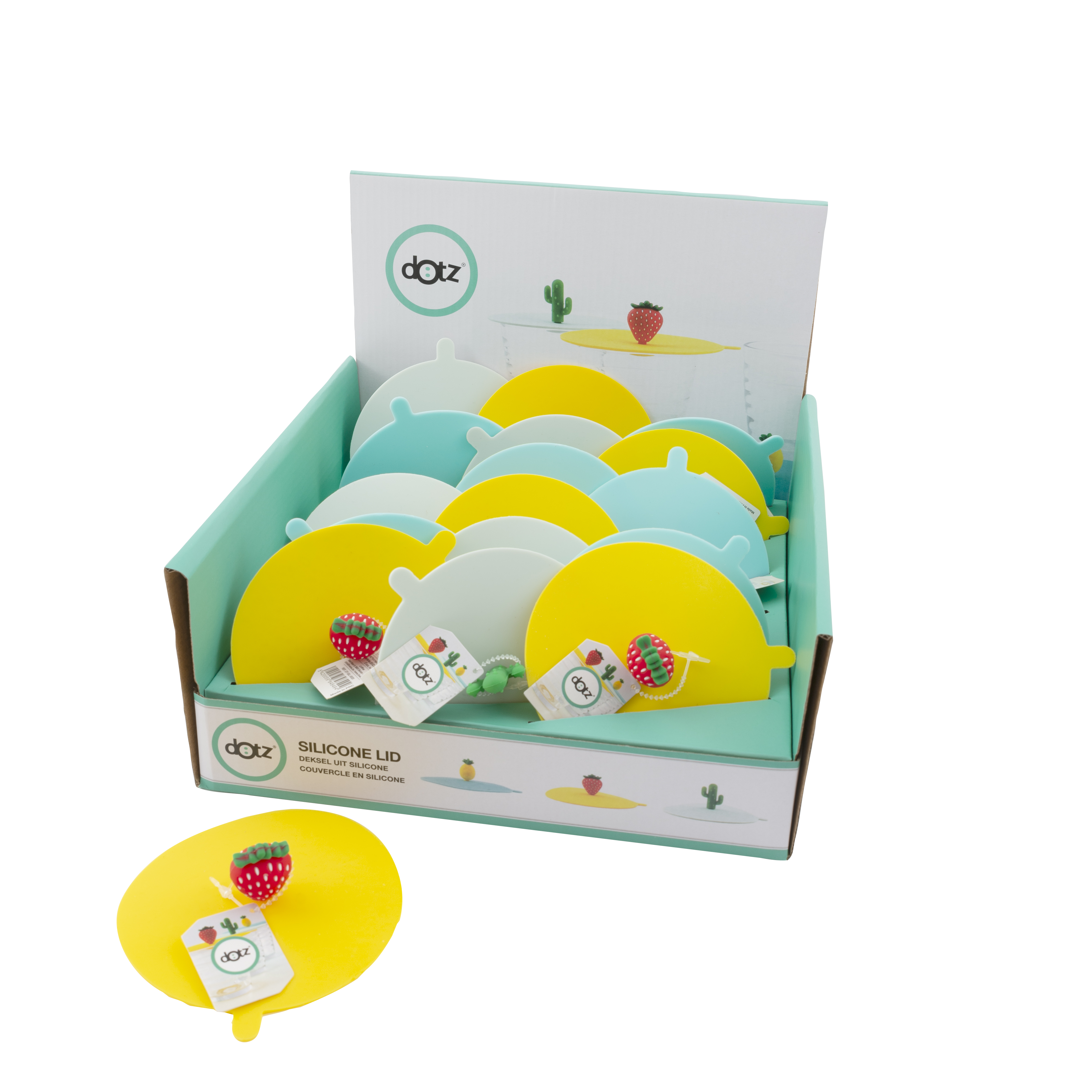 Dotz Deksel Cactus/Ananas/Aardbei Silicone - 11x3 cm - assorti - prijs per stuk - Drinklglasbeschermer