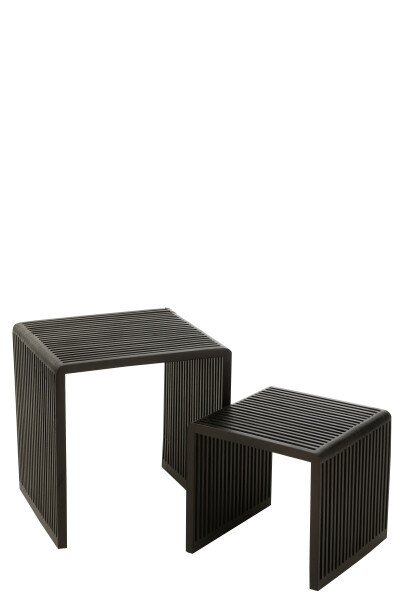J-Line Bijzettafel Kubus Set 2-delig Teak Zwart