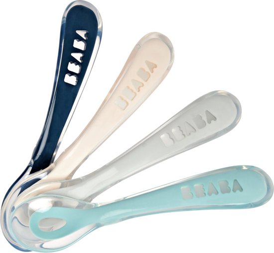 Beaba Lepel Silicone 2de leeftijd Candy-Marshmellow-Grijsgroen-Lila - 4 stuks Beaba Lepel Silicone 2de leeftijd Candy-Marshmellow-Grijsgroen-Lila - 4 stuks