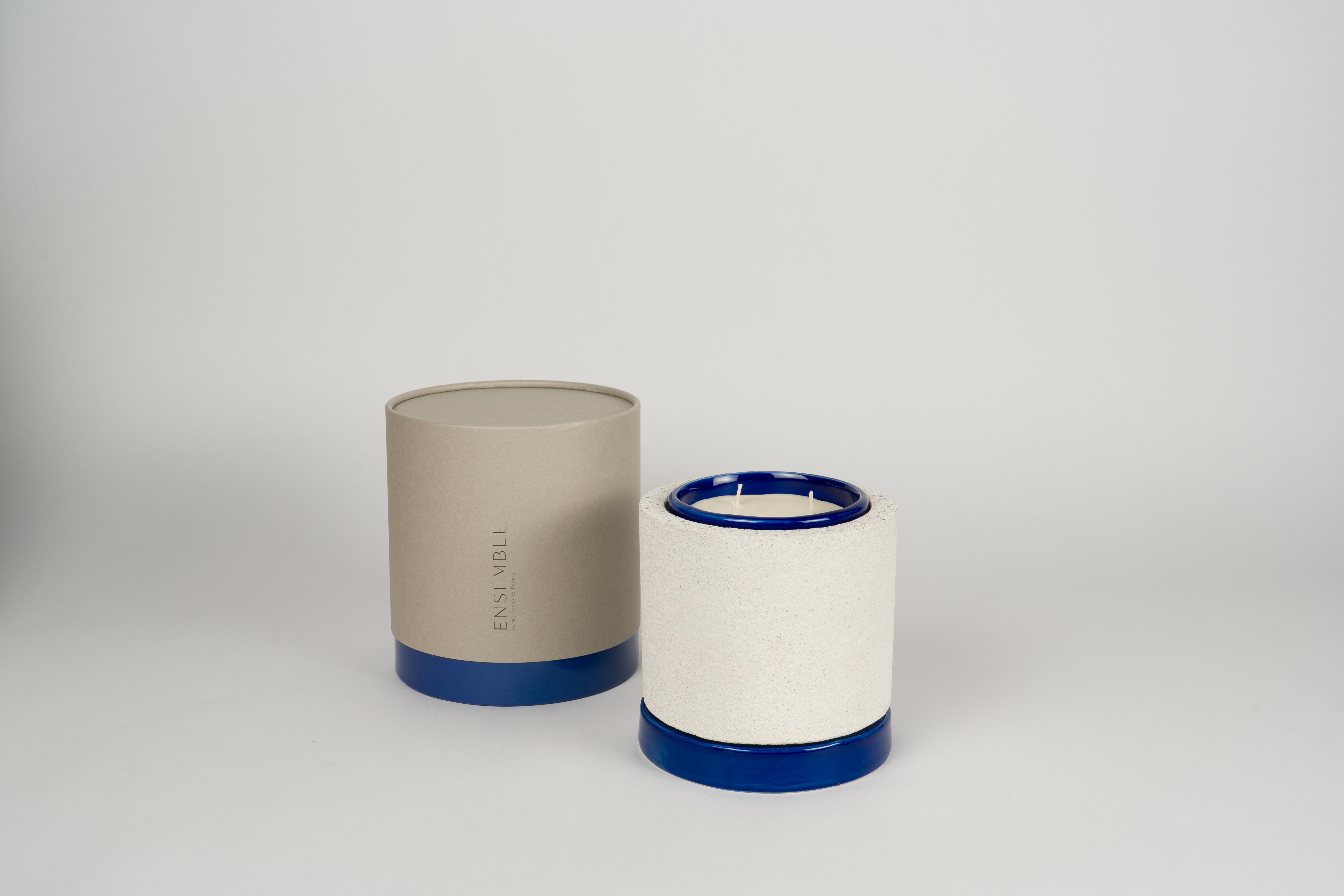 Mon Dada x Val Pottery Geurkaars Set Ensemble Eclectic Blue 3-delig - Beton/Keramiek/Kaars met 3 Lonten