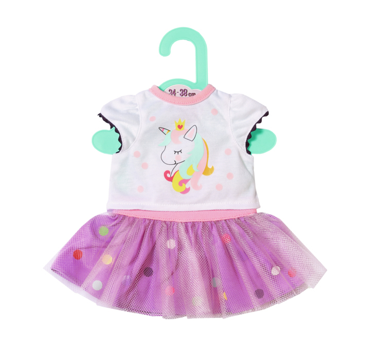 Dolly Moda Eenhoornshirt met tutu voor 34-38 cm Pop