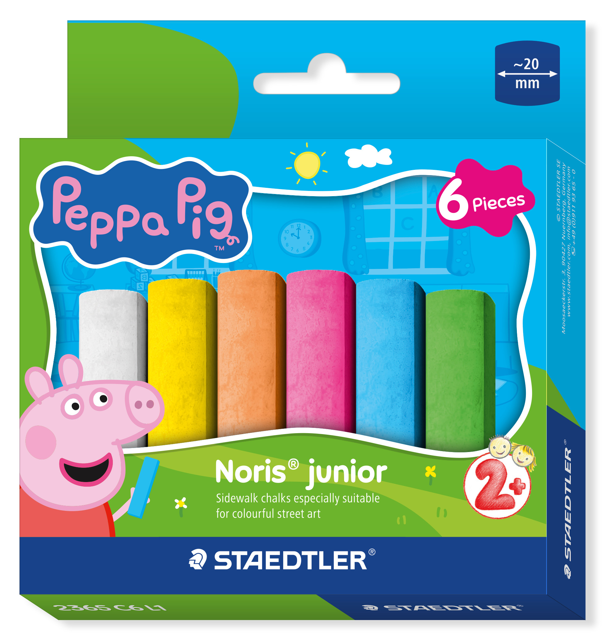 Noris Junior x Peppa Pig Stoepkrijt 6 stuks