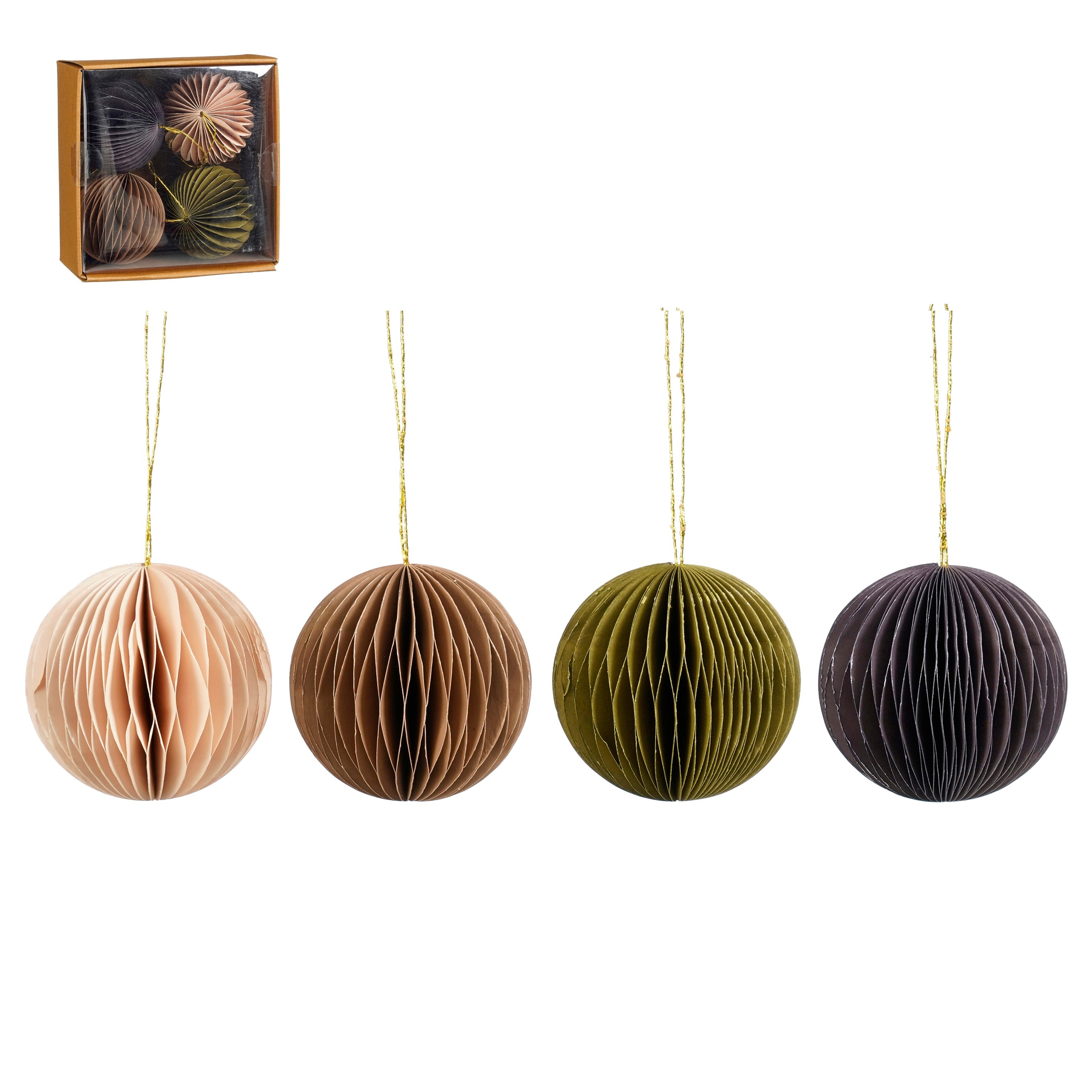 Boomhanger Mica Bal 8cm set 4 stuks - Papier - Verschillende Kleuren in Set