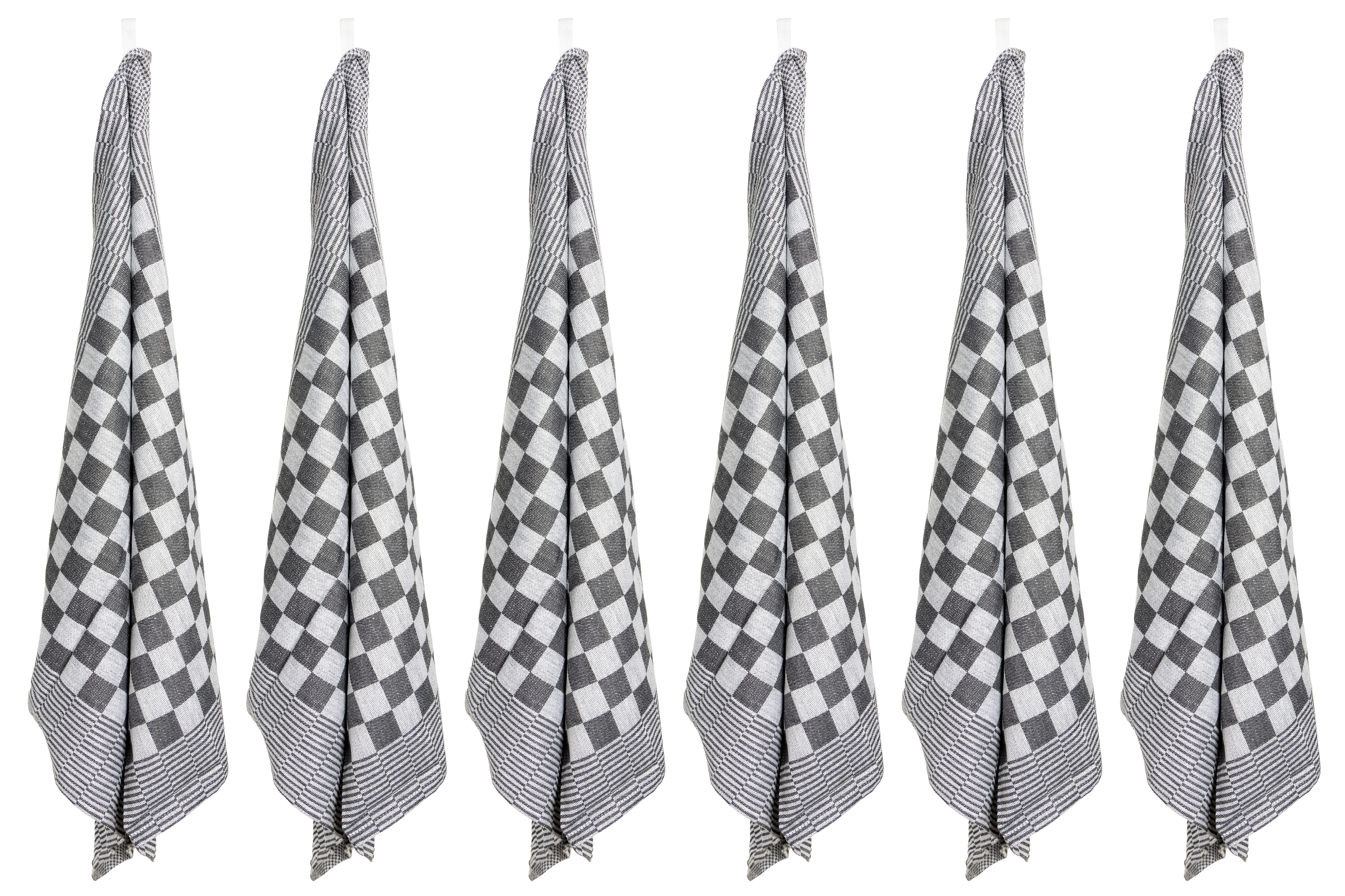 Cosy&Trendy Keukenhanddoek Carré Zwart 65x65 cm set 6 stuks - Katoen - 200g/m2