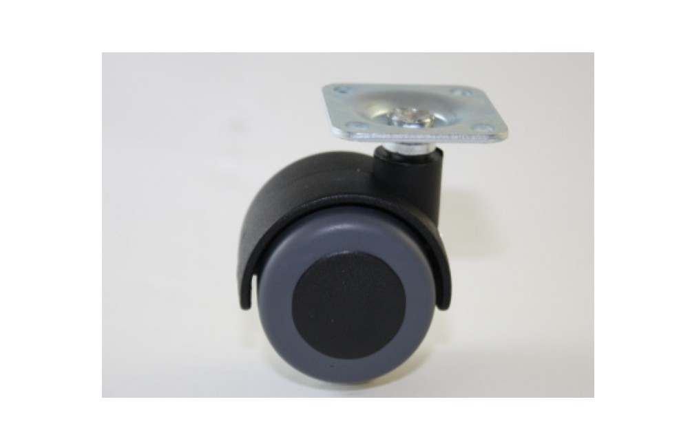 Dubbelrol Meubelwiel Zacht met rem Diameter 40 mm - plaatbevestiging