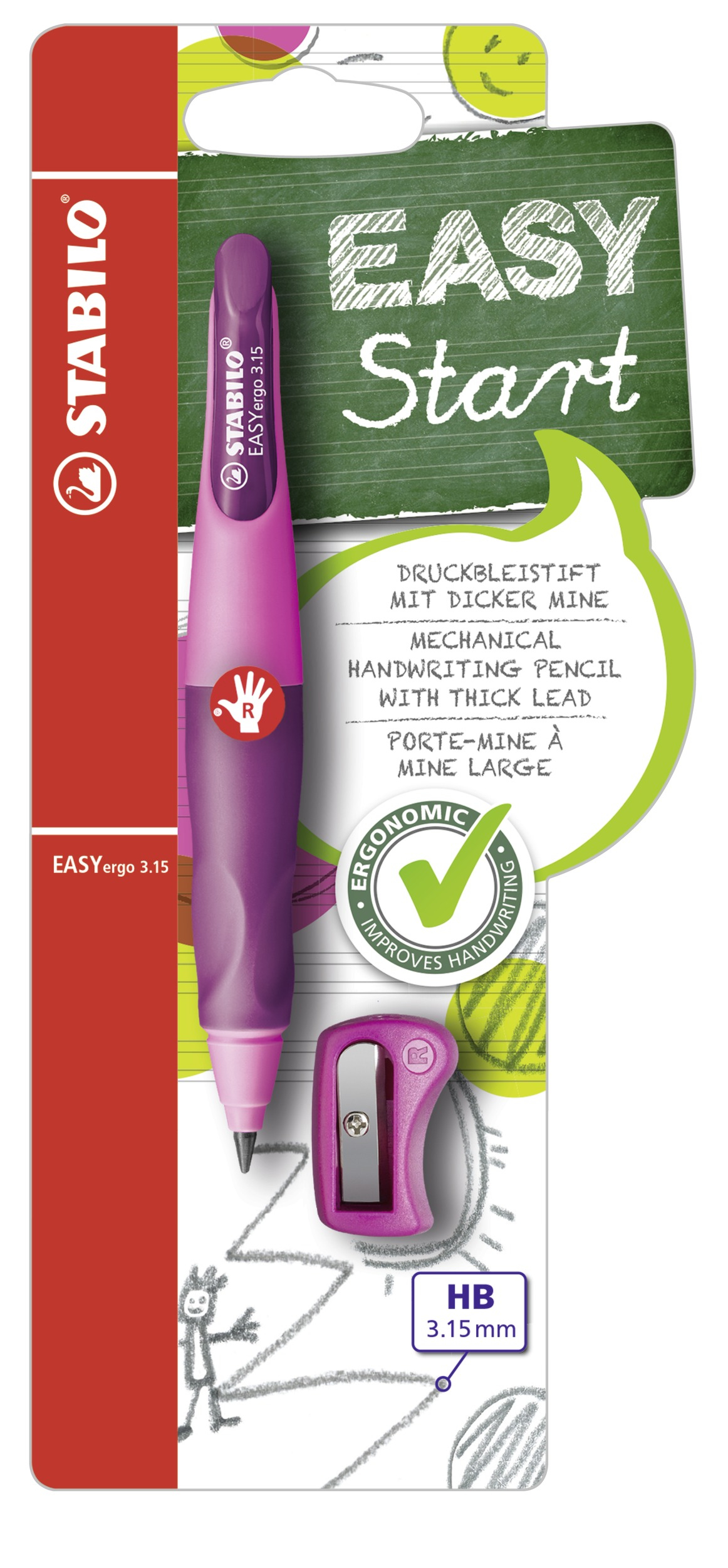 STABILO Easy Ergo 3.15 Potlood Rechts Roze/Lila STABILO Easy Ergo 3.15 Potlood Rechts Roze/Lila