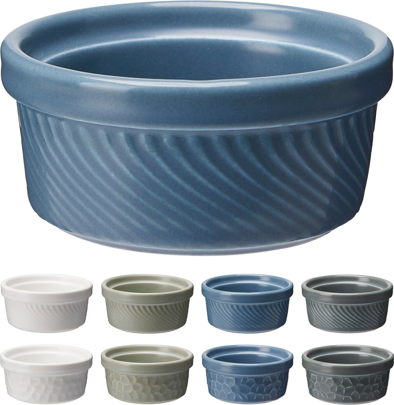 Aperopotje Relief Porselein 6.8x3 cm - assorti - prijs per stuk