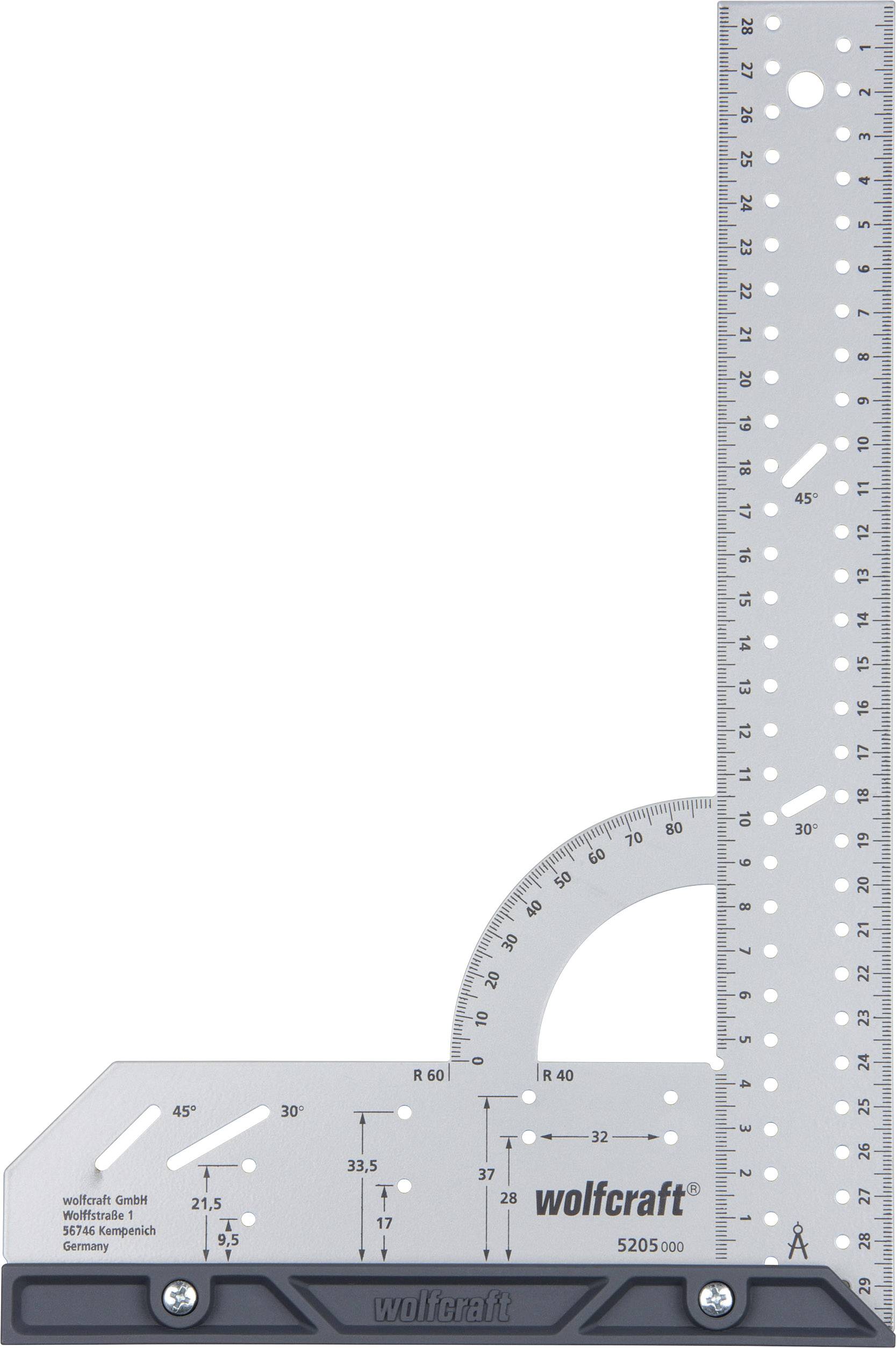 Wolfcraft Universele Winkelhaak 200x300 mm Wisselbare Kunststofaanslag