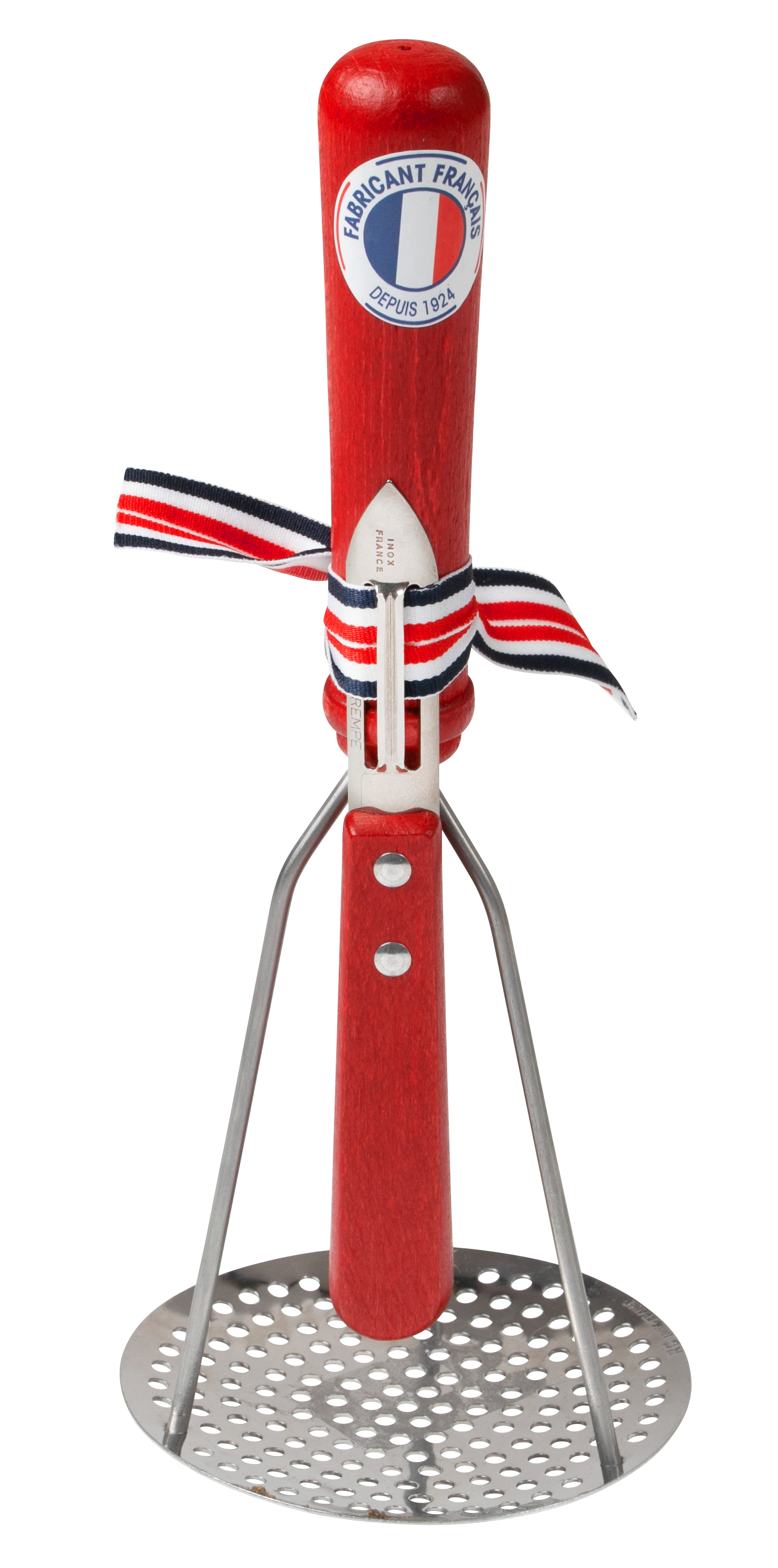 Roger Orfevre Aardappelstamper & Dunschiller Rood - Beukenhout/Inox