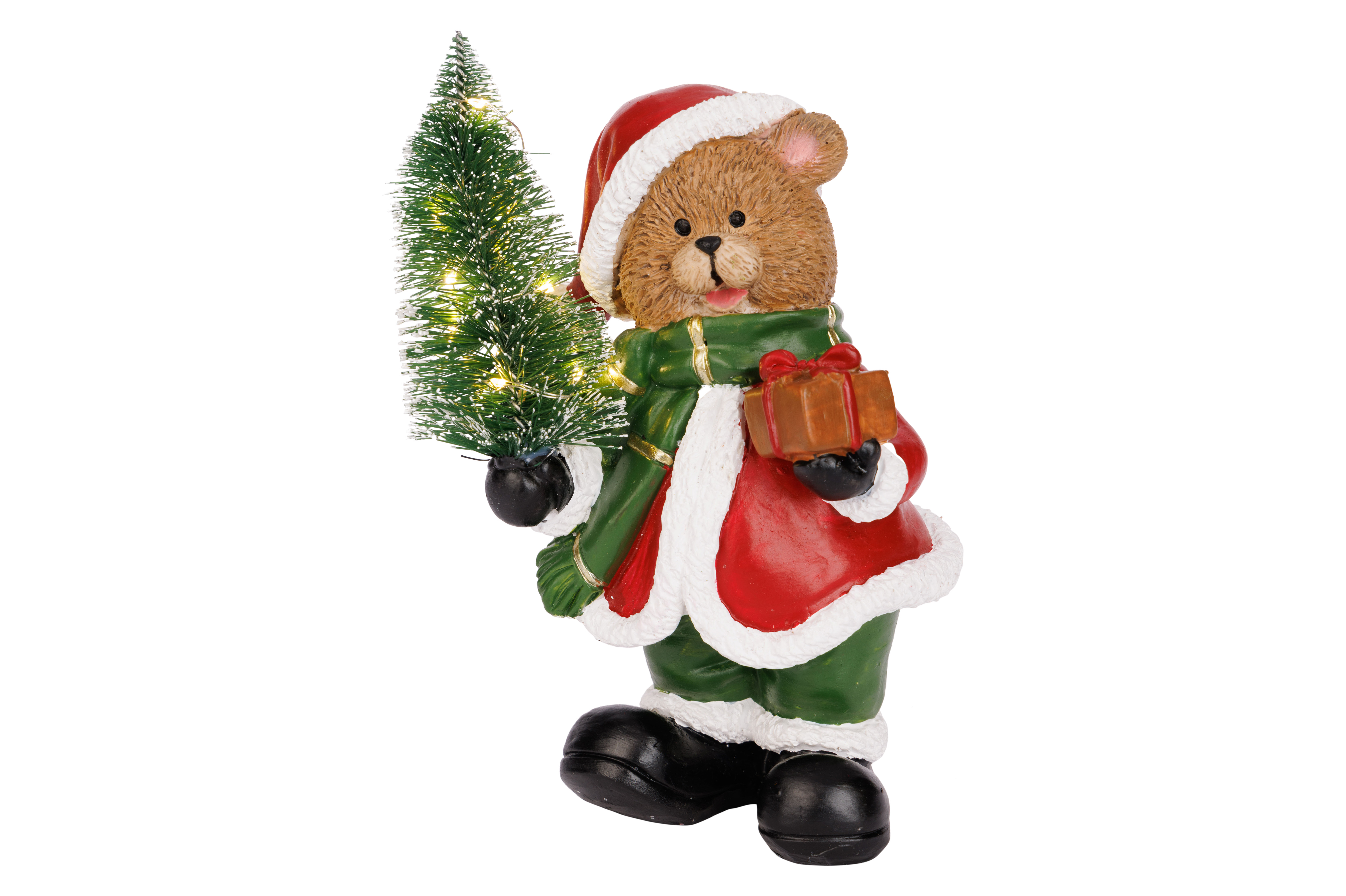Cosy@Home Beer Staand met LED Kerstboom & Geschenk - 10x8x16 cm - met Batterijen (incl.)