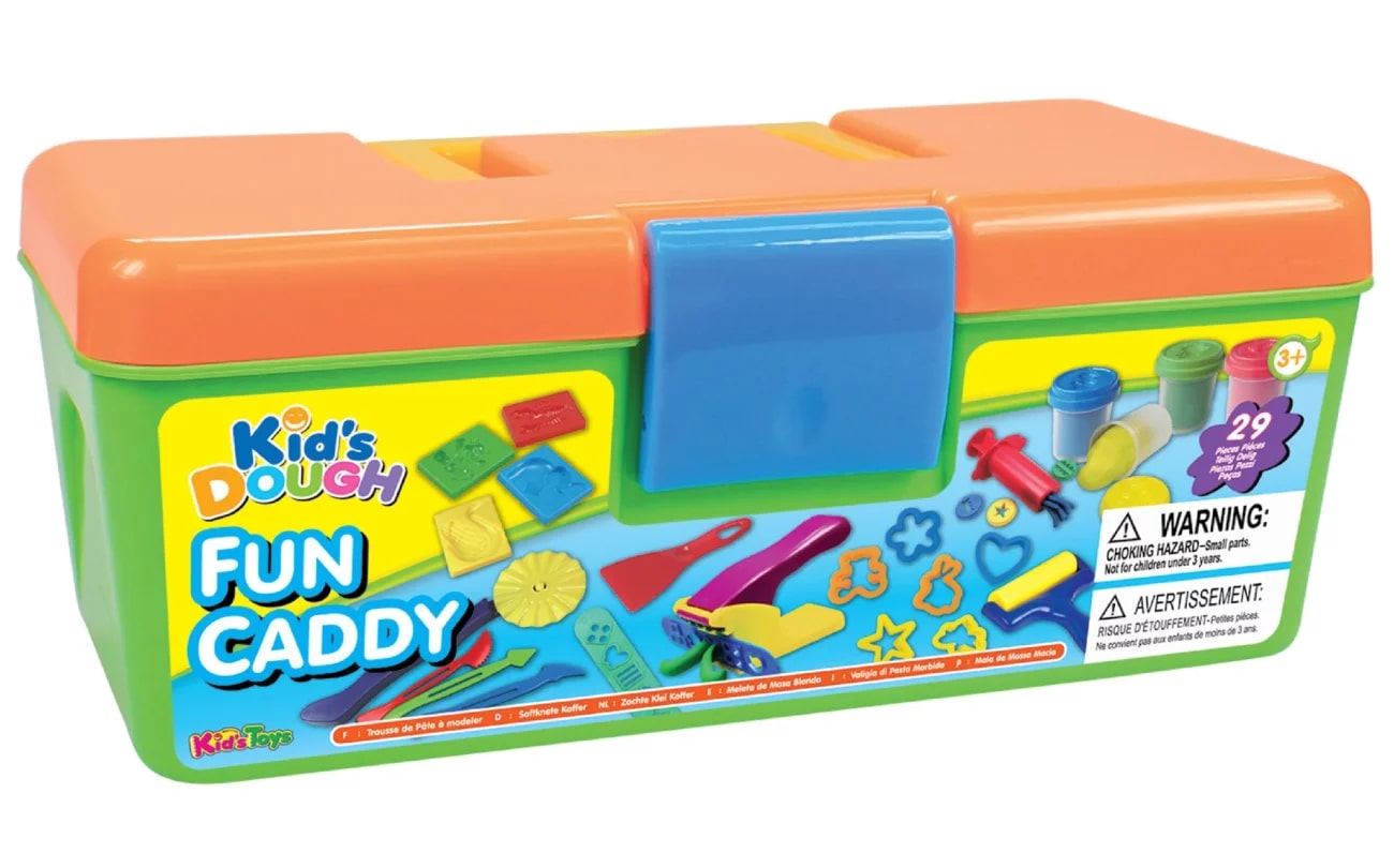 Kid's Dough Fun Caddy, koffertje met 24 accessoires en 4 potjes 57 gr.