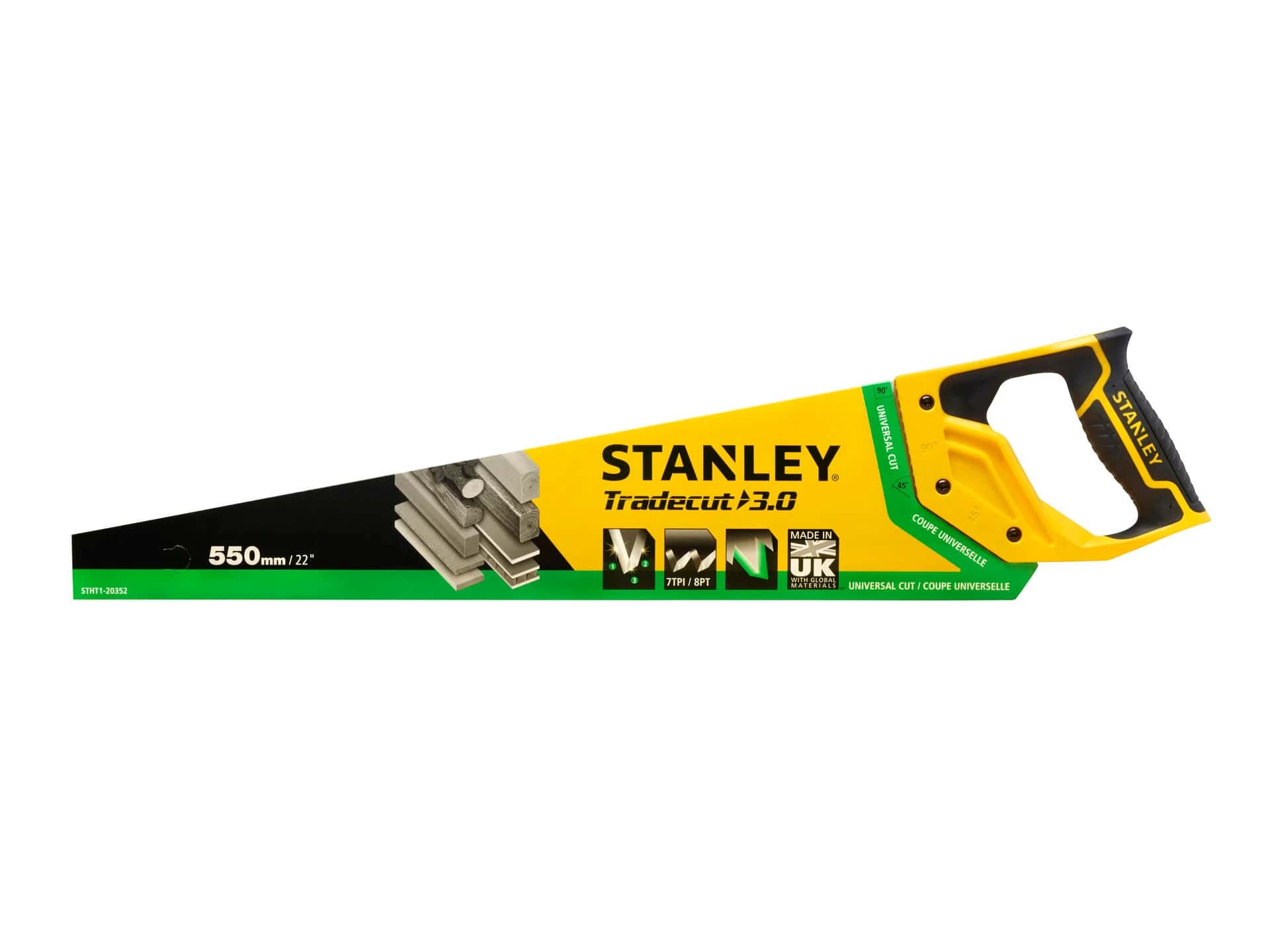 Stanley Handzaag Universeel 550 mm 8 tpi, Houtzaag