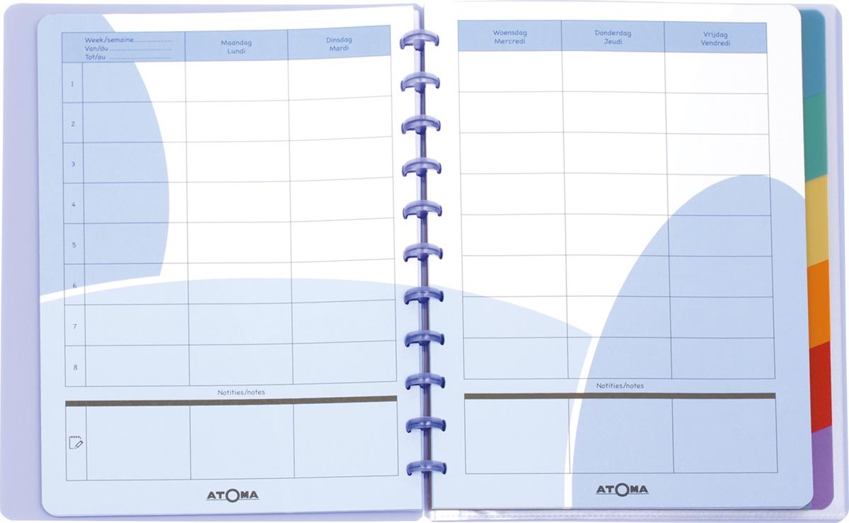 Atoma Lerarenagenda A5+ PP Transparant 1week/2pag - 6 Tussenbladen - assorti - Prijs per Stuk