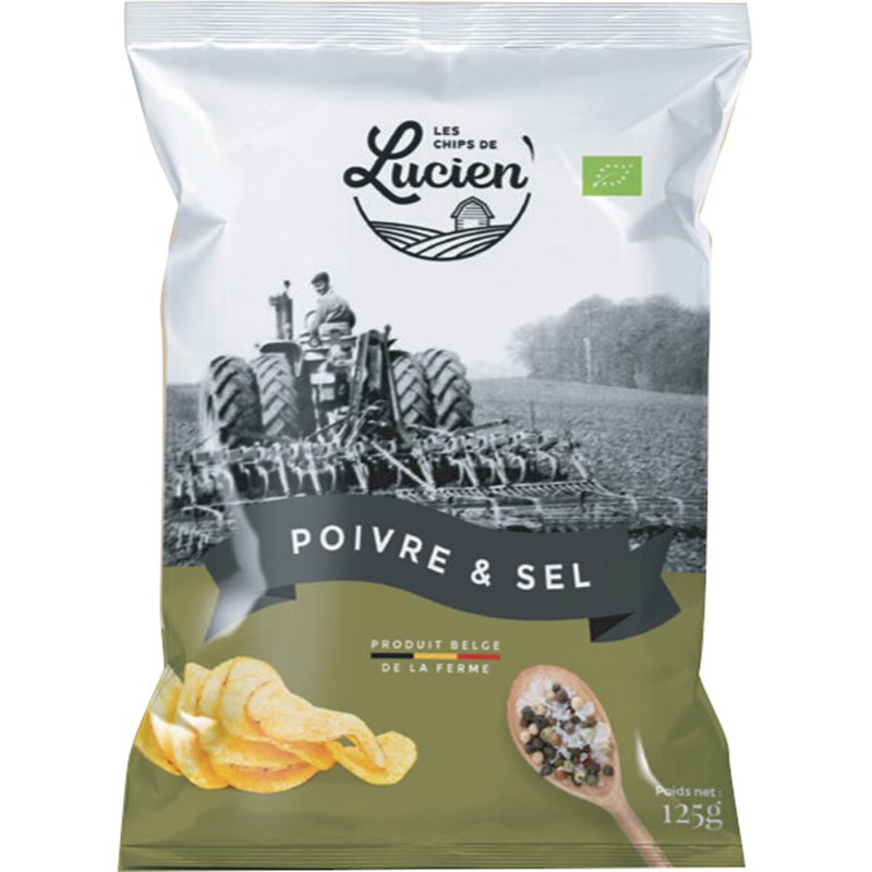 Les Chips de Lucien Chips Peper & Zout 125g - Belgisch