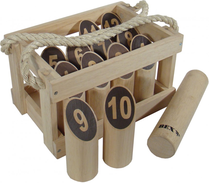 Bex Number Kubb Original Rubber Hout in Kist