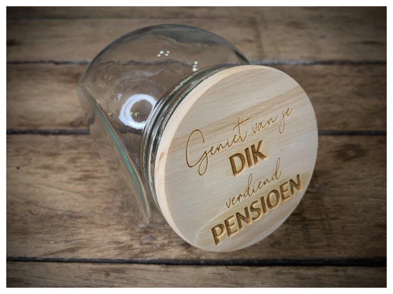 Dotti Snoeppot met Opschrift Geniet Van Je Dik Verdiend Pensioen