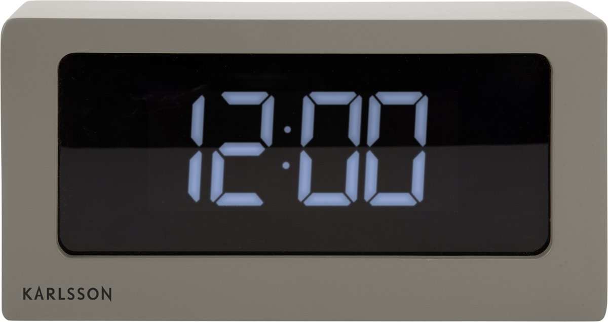 Karlsson Alarmklok Digitaal Boxed LED Warm Grey - 25x7x12.5 cm