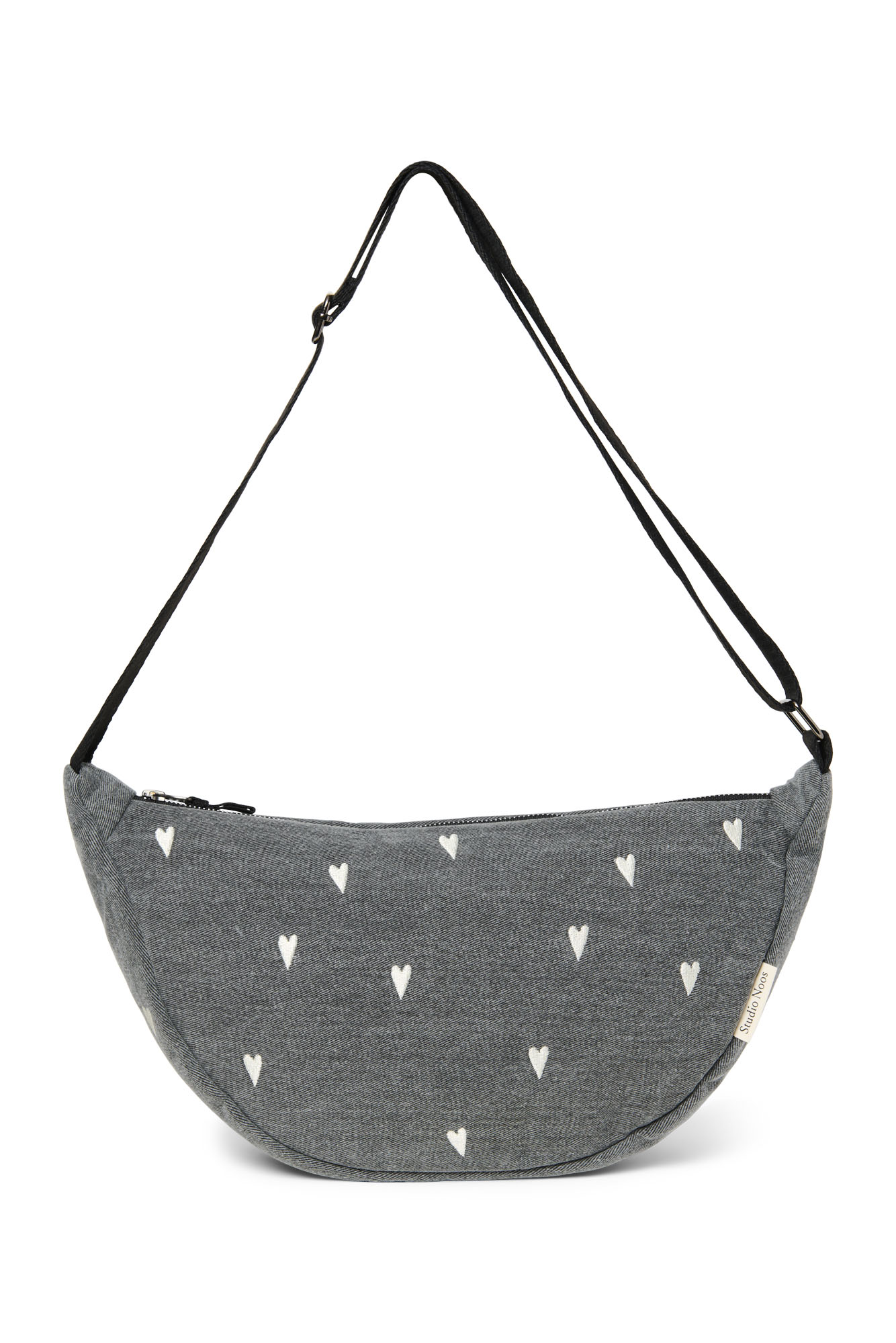 Studio Noos Handtas Fanny Grey Denim Hearts 39x20x11 cm