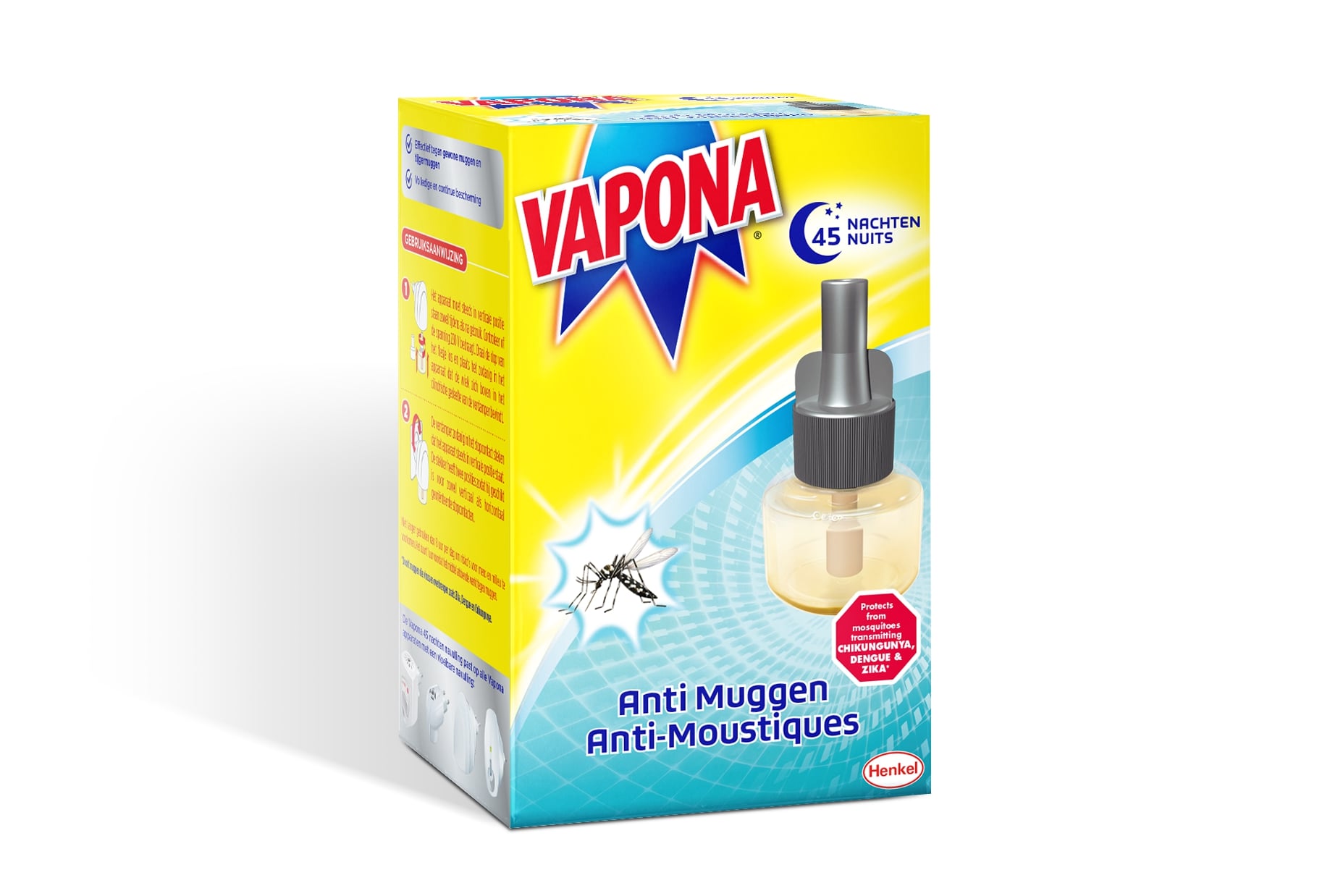 VAPONA Navulling vloeibaar 45 nachten voor electrisch apparaat