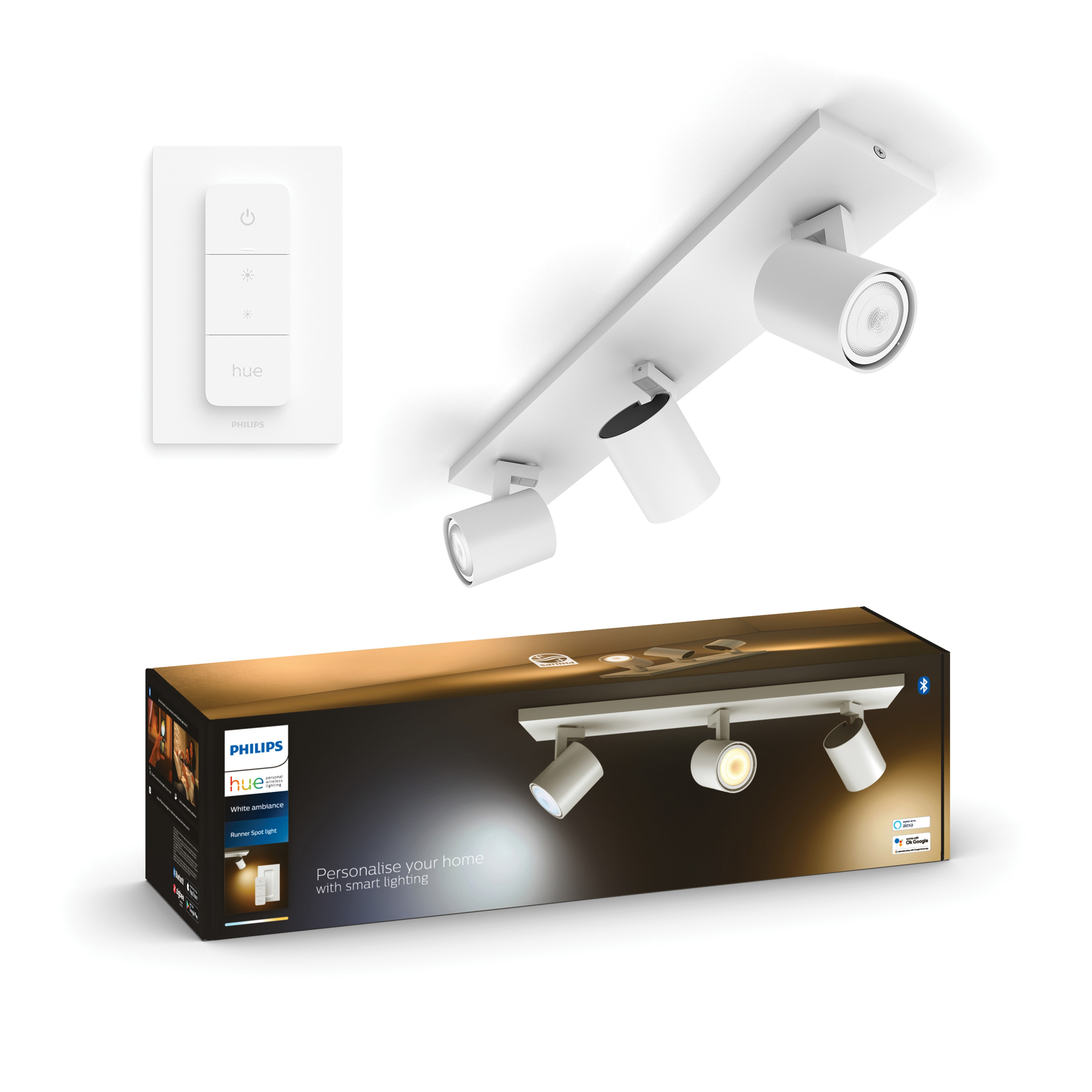 Philips Hue Opbouwspot Runner Wit 3x GU10 4.2W White Ambiance met Switch