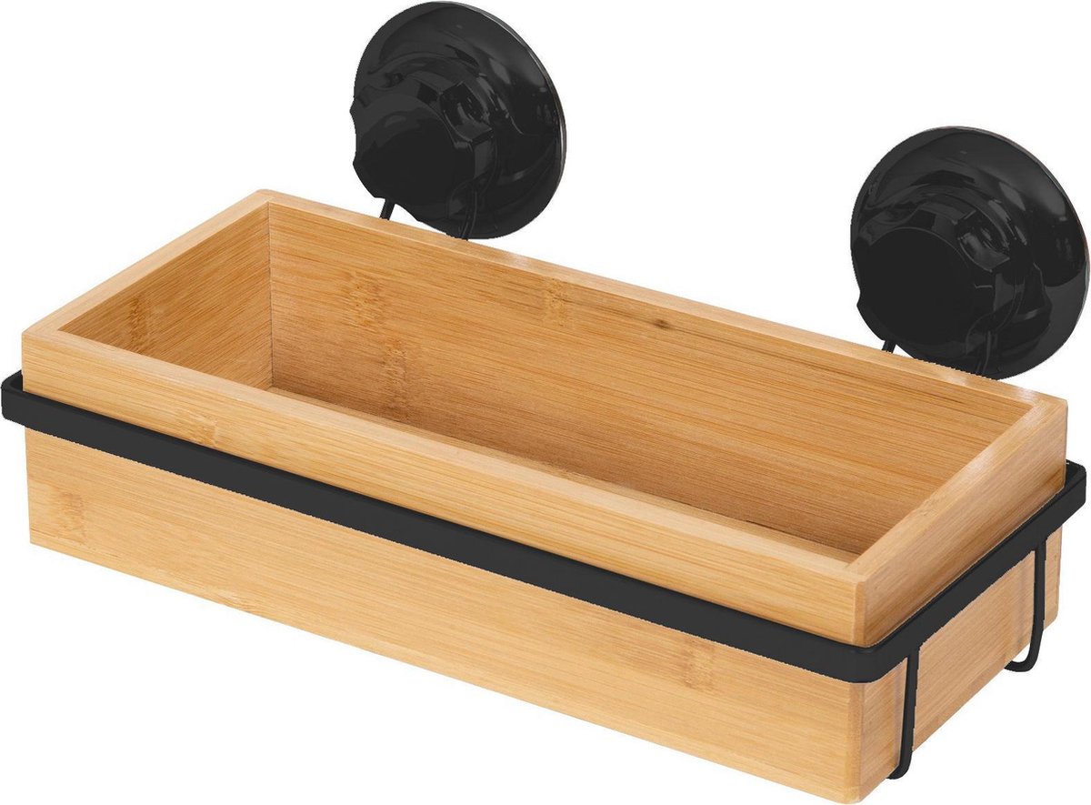 Compactor Douchemand 27.6x14.8x12.7 cm - Bamboe/Metaal Zwart - Draagkracht tot 12kg