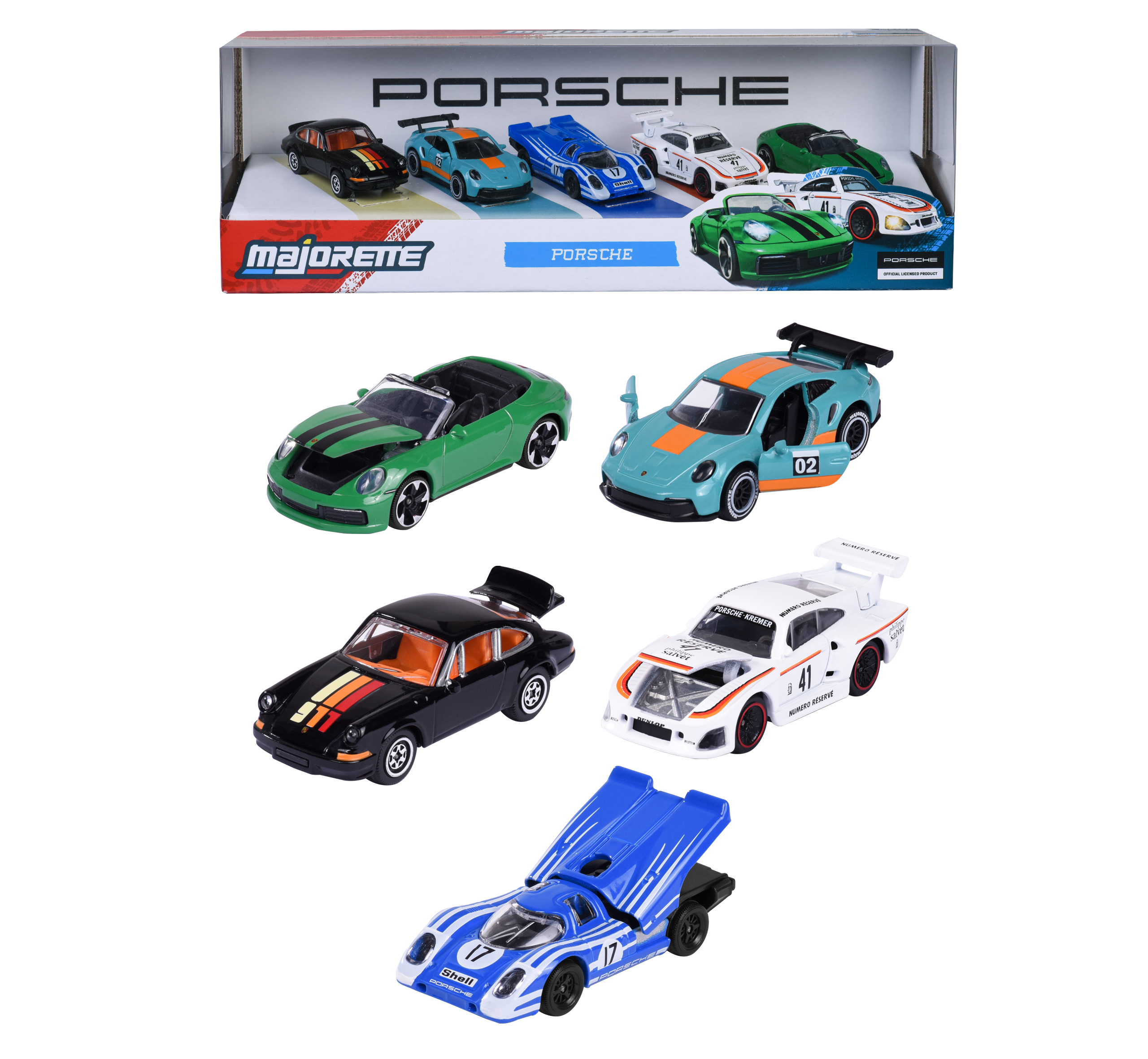 Majorette Porsche Motorsport Geschenkdoos met 5 auto's