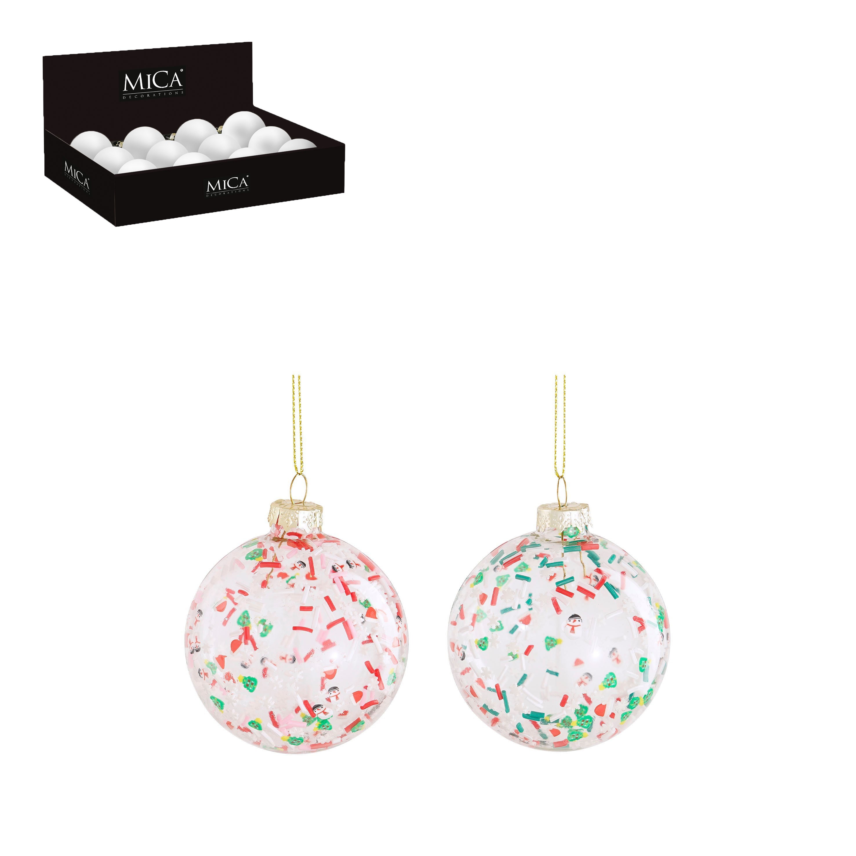 Mica Kerstbal Glas 8cm - assorti - prijs per stuk