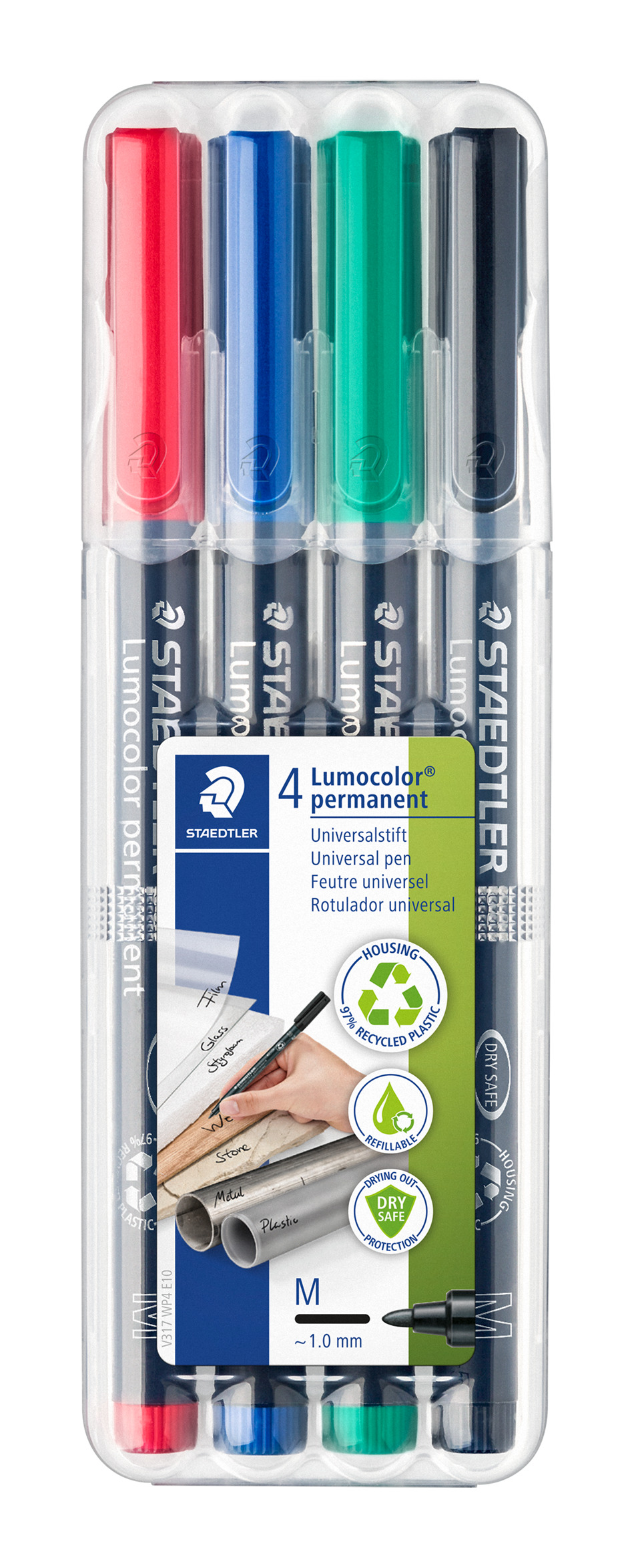 Staedtler Lumocolor Permanent M 4 stuks Box - assorti Kleuren