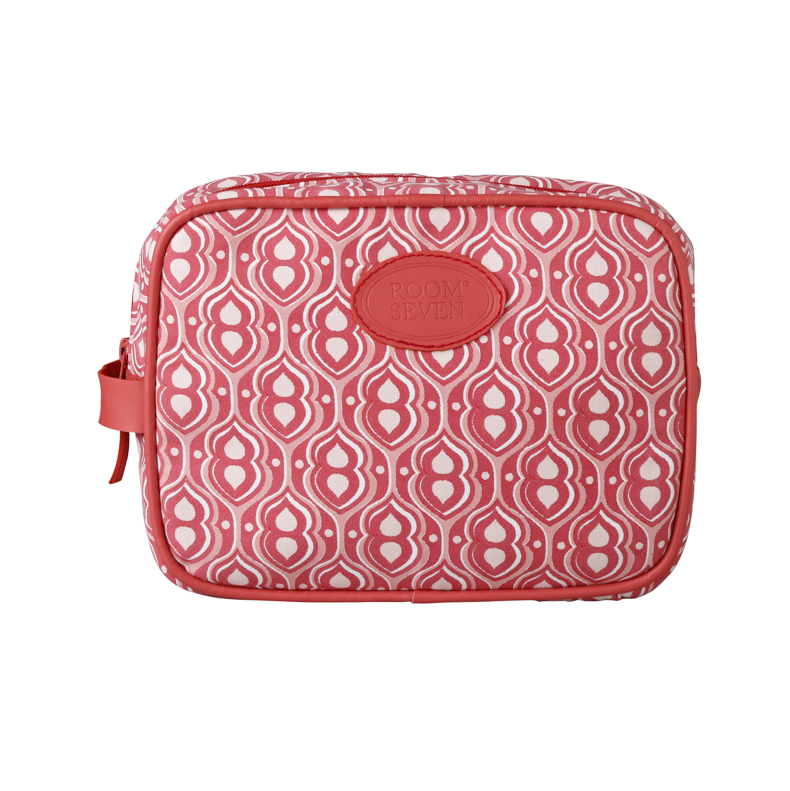 TOILETTAS - RETRO RED PRINT 25x18x8cm - PINK LEATHER