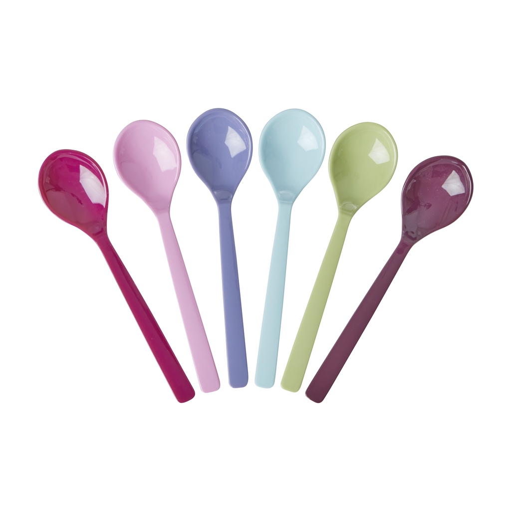 Rice Theelepel Melamine 14 cm Set 6 stuks - Verschillende Kleuren in Set