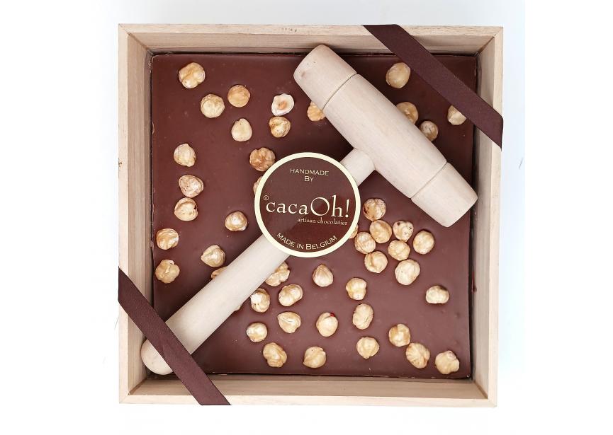 CacaOh! Hamerbox Melkchocolade Hazelnoten 400g