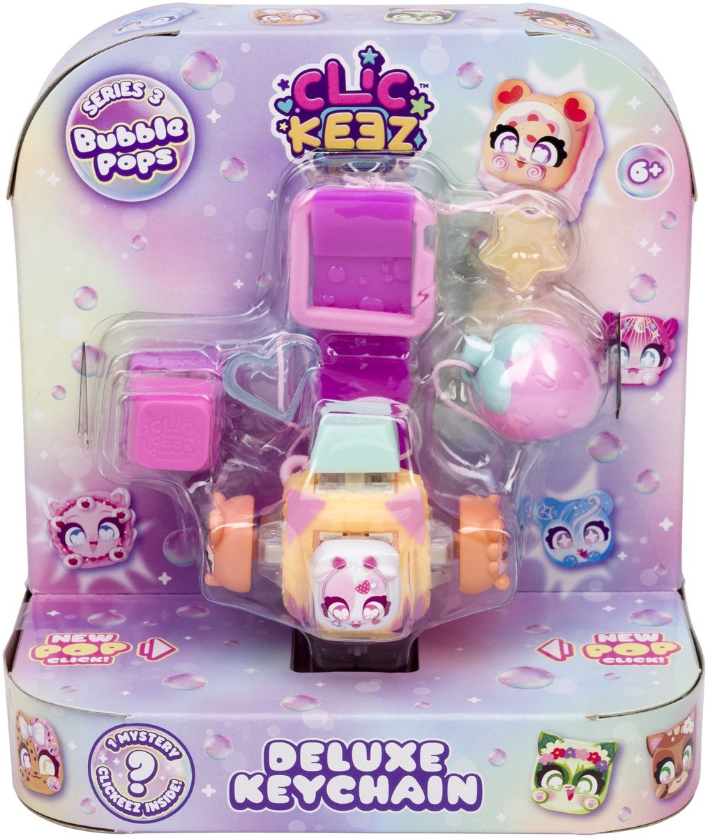 Clickeez -  Deluxe Keychain  blister met 4 Clikeez + sleutelhanger S3