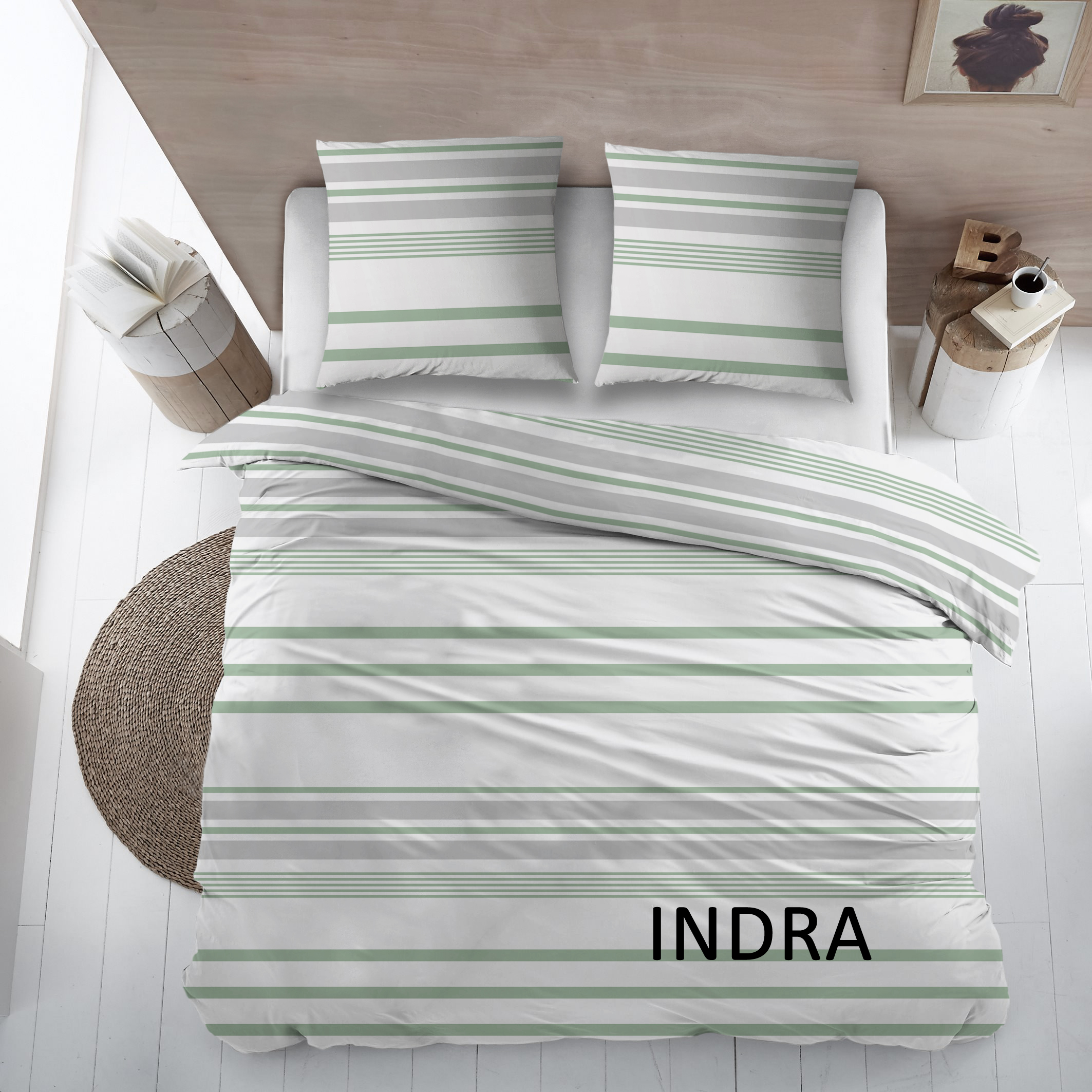 Cottons Dekbedovertrekset Indra 270x220 cm Flanel Groen