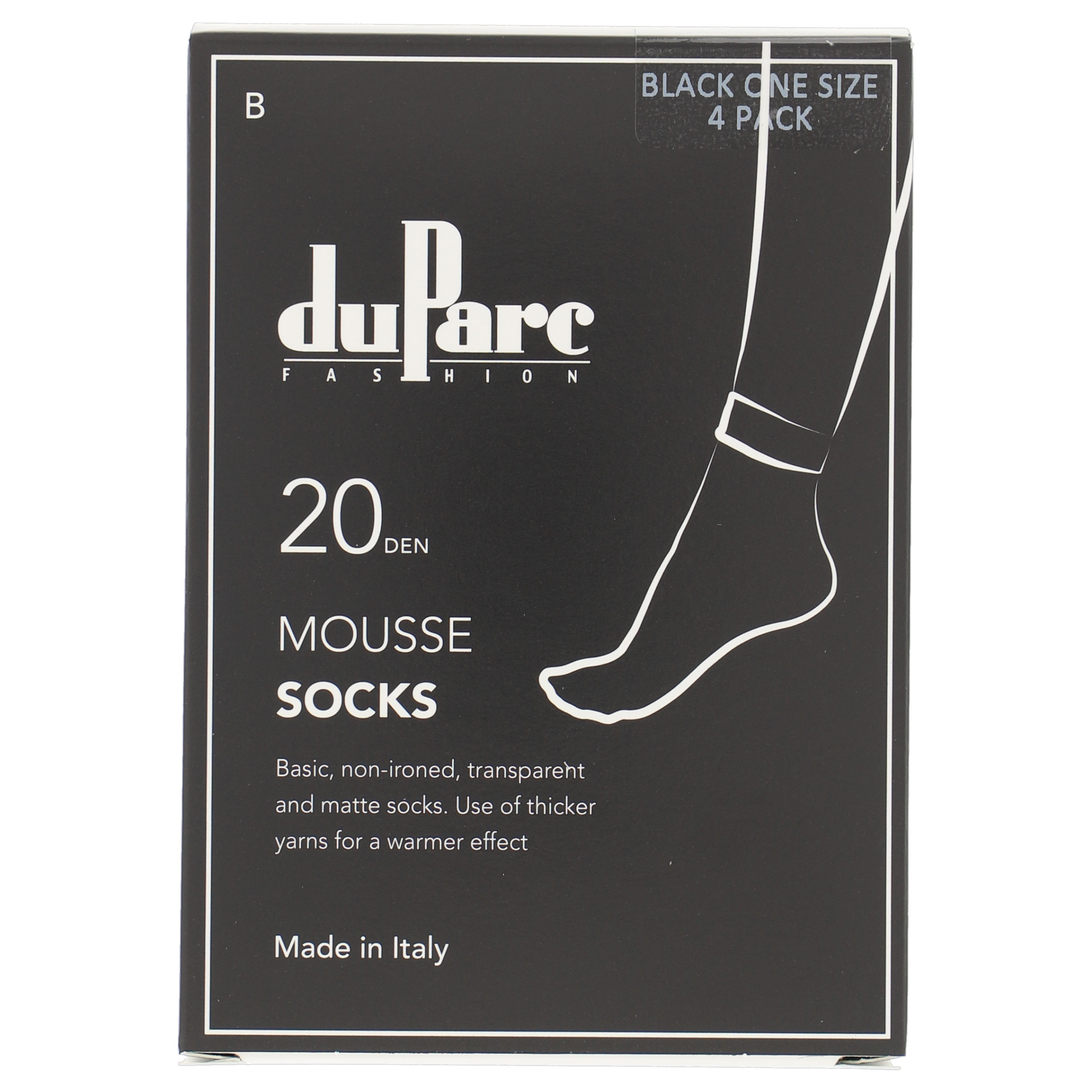 duParc Sok Dames Basic Mousse 4 paar DP8116 20 den Zwart