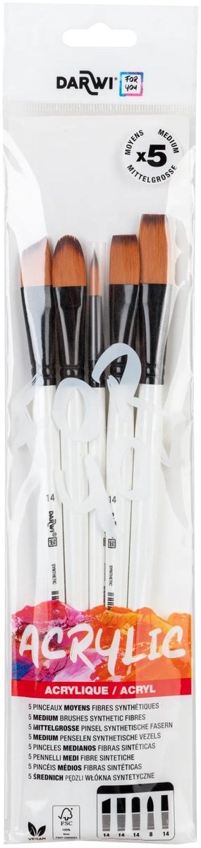 Darwi Acrylpenselen For You medium 5 stuks