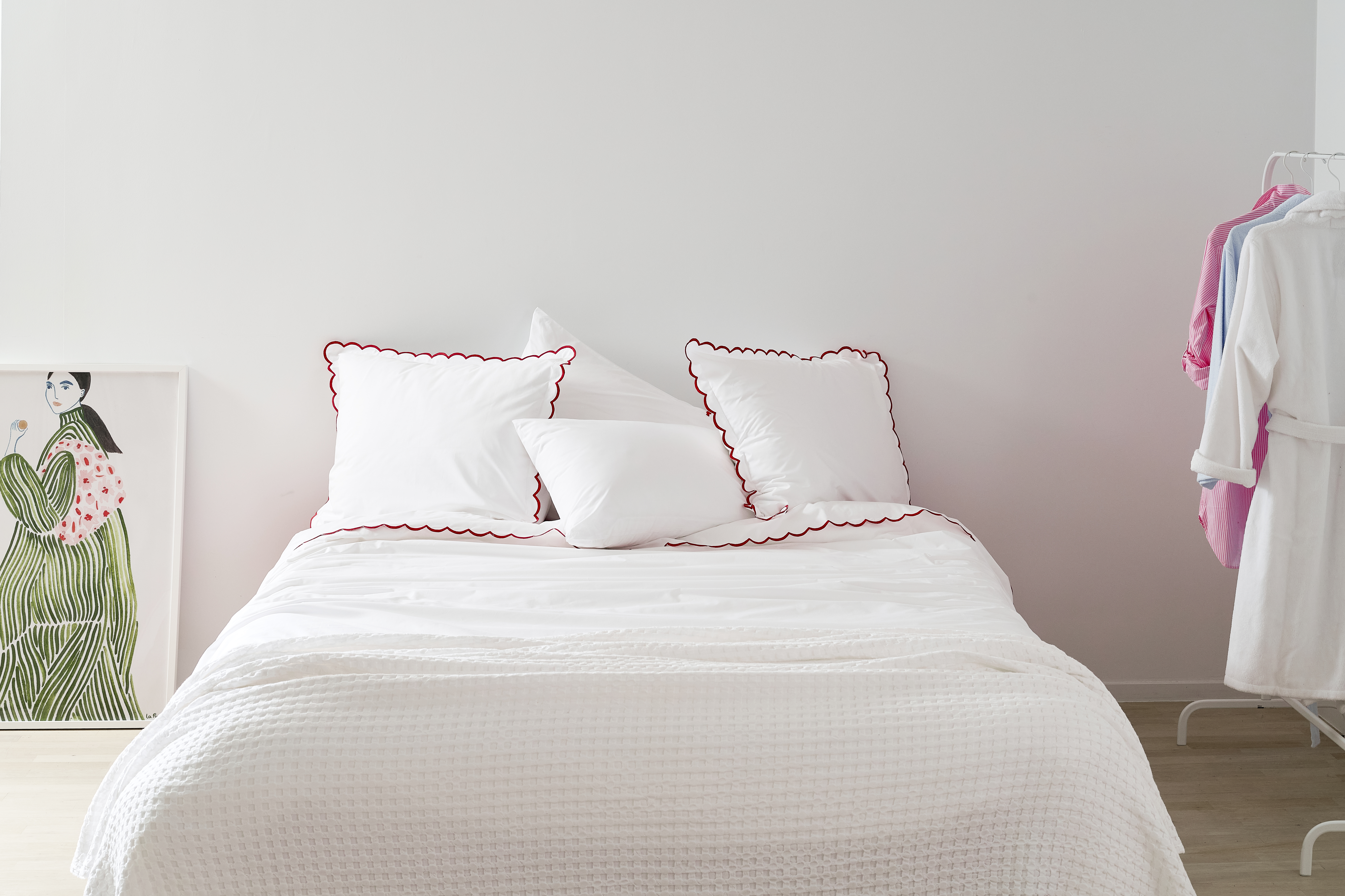 Passion Dekbedovertrekset Scallop 260x220 cm Perkaal Katoen Wit Rood