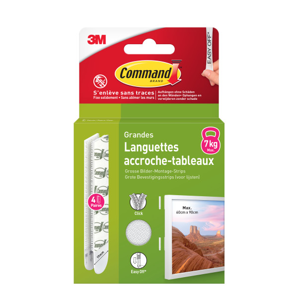 Command by 3M Grote Vastklikstrips Wit 8 stuks (4 sets) tot 7.2 kg
