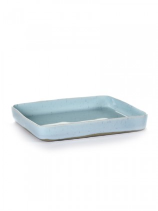 Serax Bord Terres de Rêves Light Blue 18x18 cm - met Hoge Rand - by Anita Le Grelle