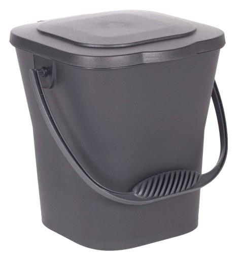 Compostemmer Grijs 6l met Deksel -  24.8x23.8x24.3 cm