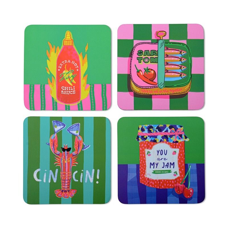 Hijinx Glasonderzetter Food set 4 stuks