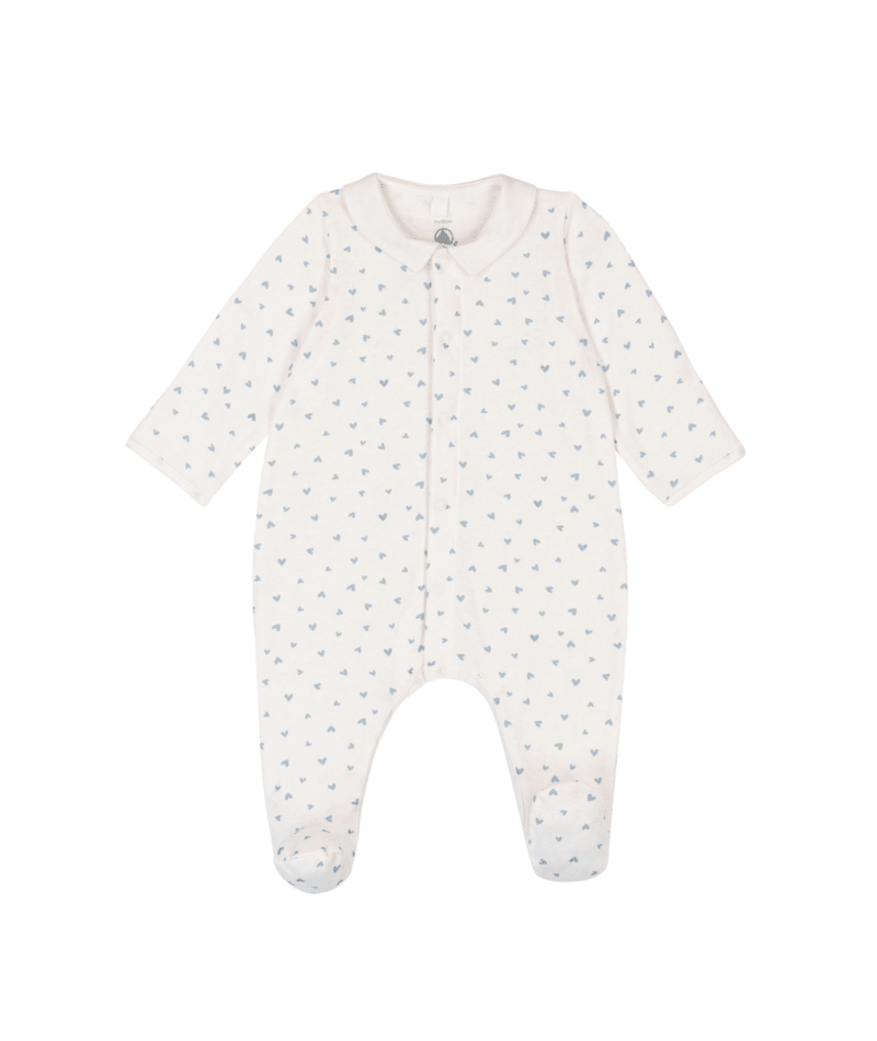 Petit Bateau Pyjama Hartjesprint Wit-Blauw