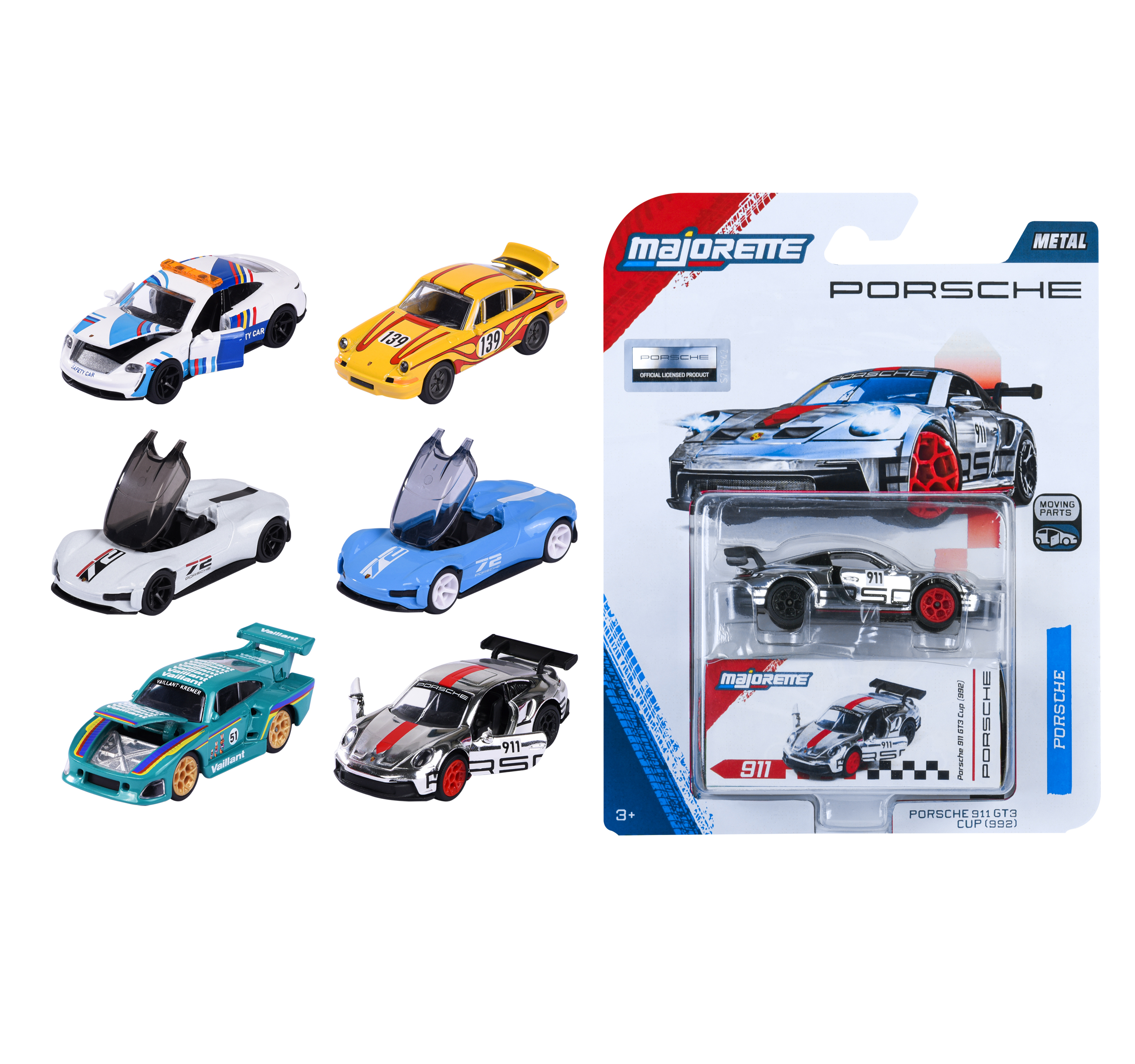 Majorette Porsche Motorsport Deluxe voertuigen 6 ass. Prijs per stuk