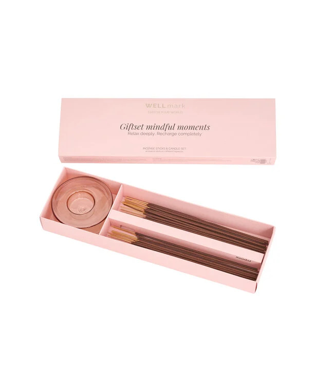 Wellmark Wierookset Mindfull Moments - Glazen Houder & 20 Wierookstokjes