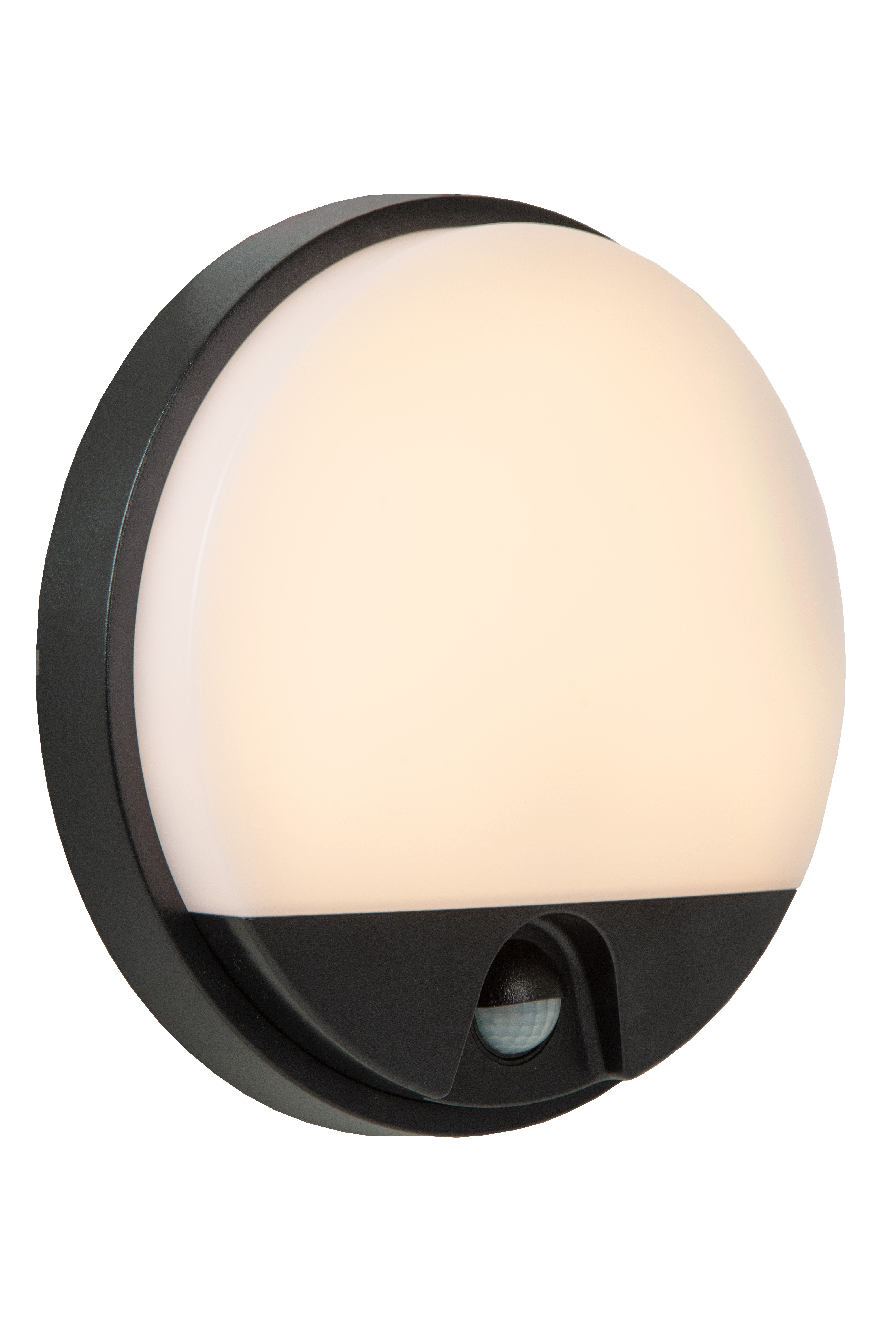 Lucide Hups IR Wandlamp Buiten Rond met Sensor Zwart 1x 10W 950lm 3000K IP54