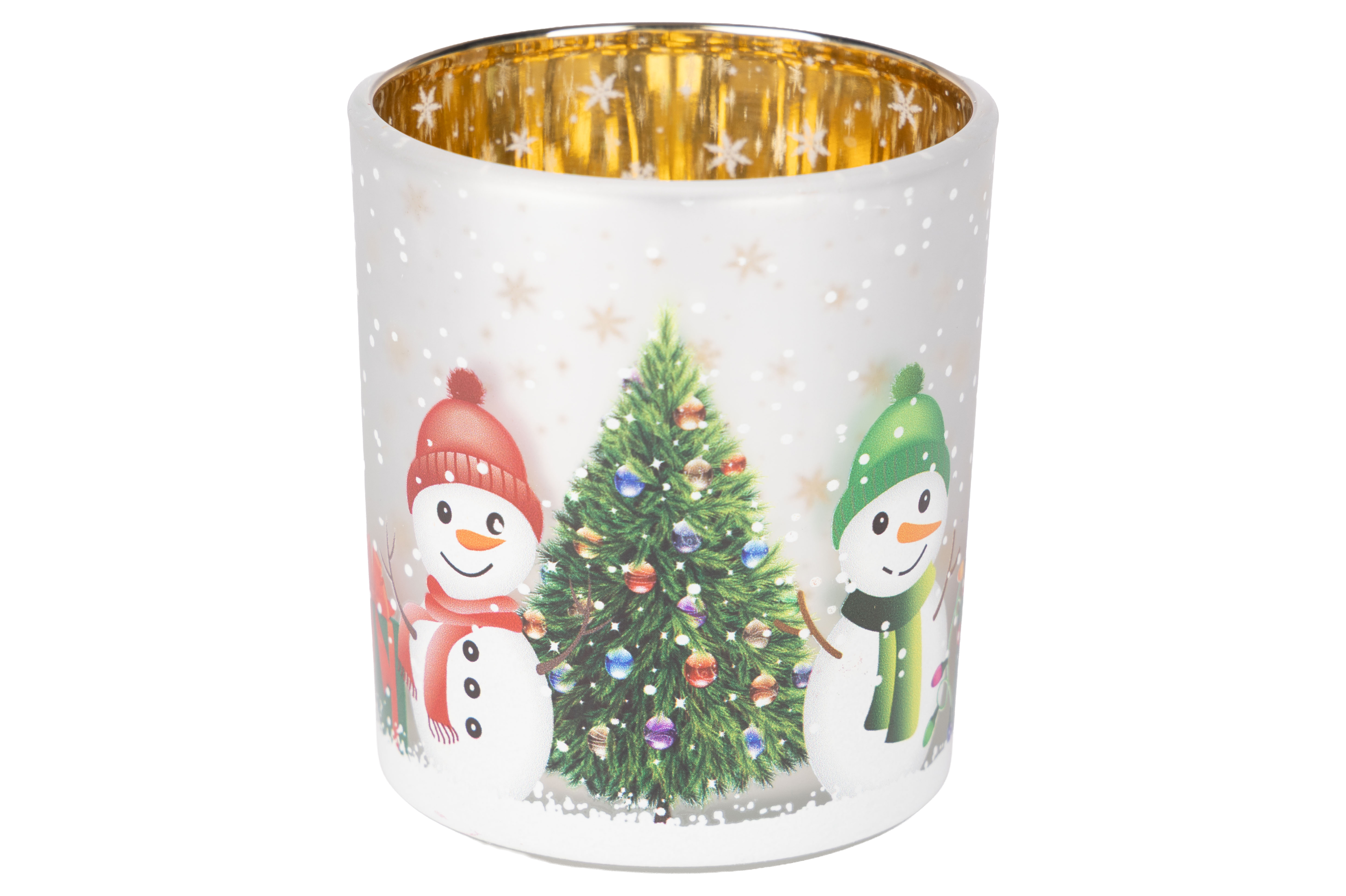 Cosy@Home Theelichthouder Snowman 7x8 cm - Glas - Zilver